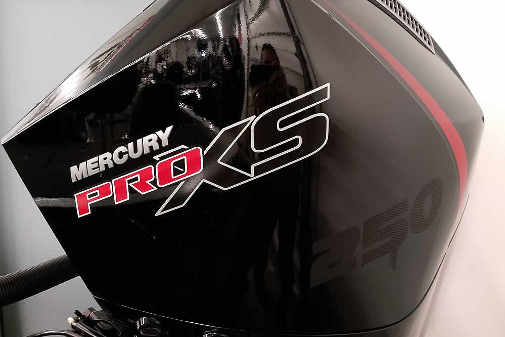 Mercury Pro XS 250 outboard engine on 2026 Ranger Z521 boat.
