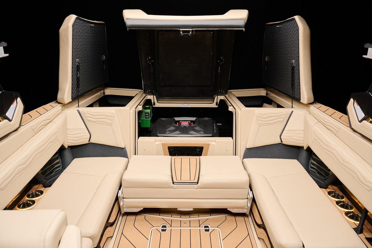 Manufacturer Provided Image: Luxurious interior of 2026 Nautique Super Air Nautique G23 boat with beige seating.