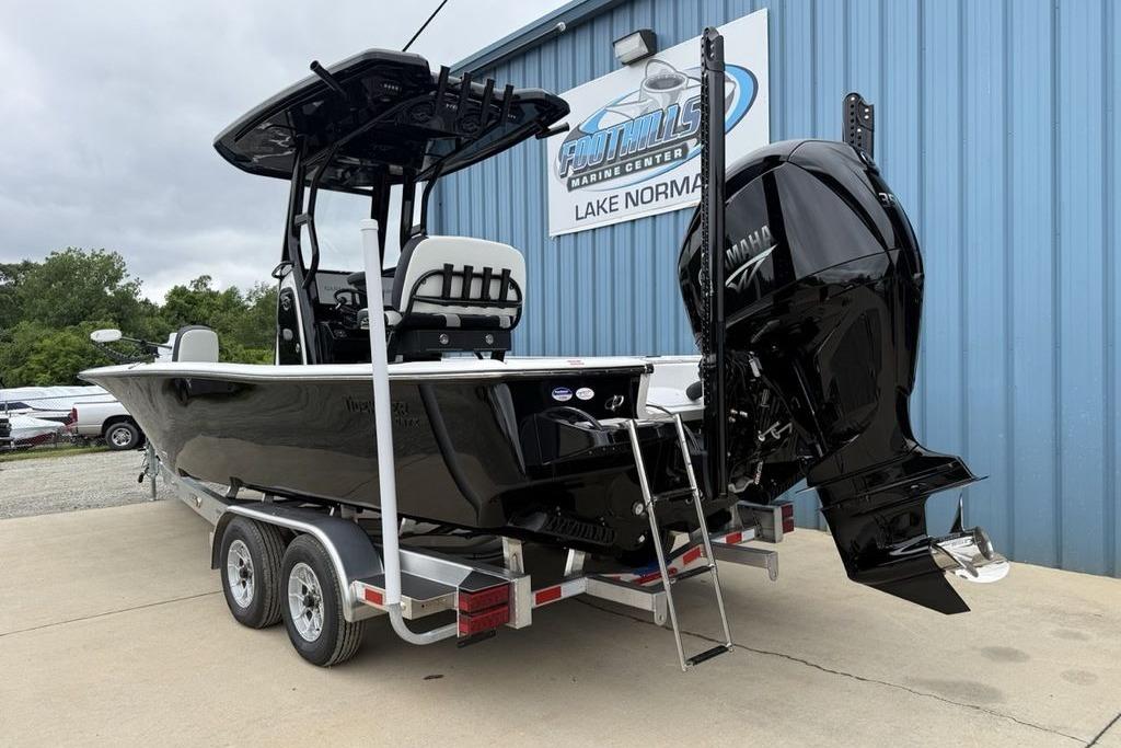 2026 Tidewater 2500 Carolina Bay boat on trailer, displayed at Foothills Marine Center.
