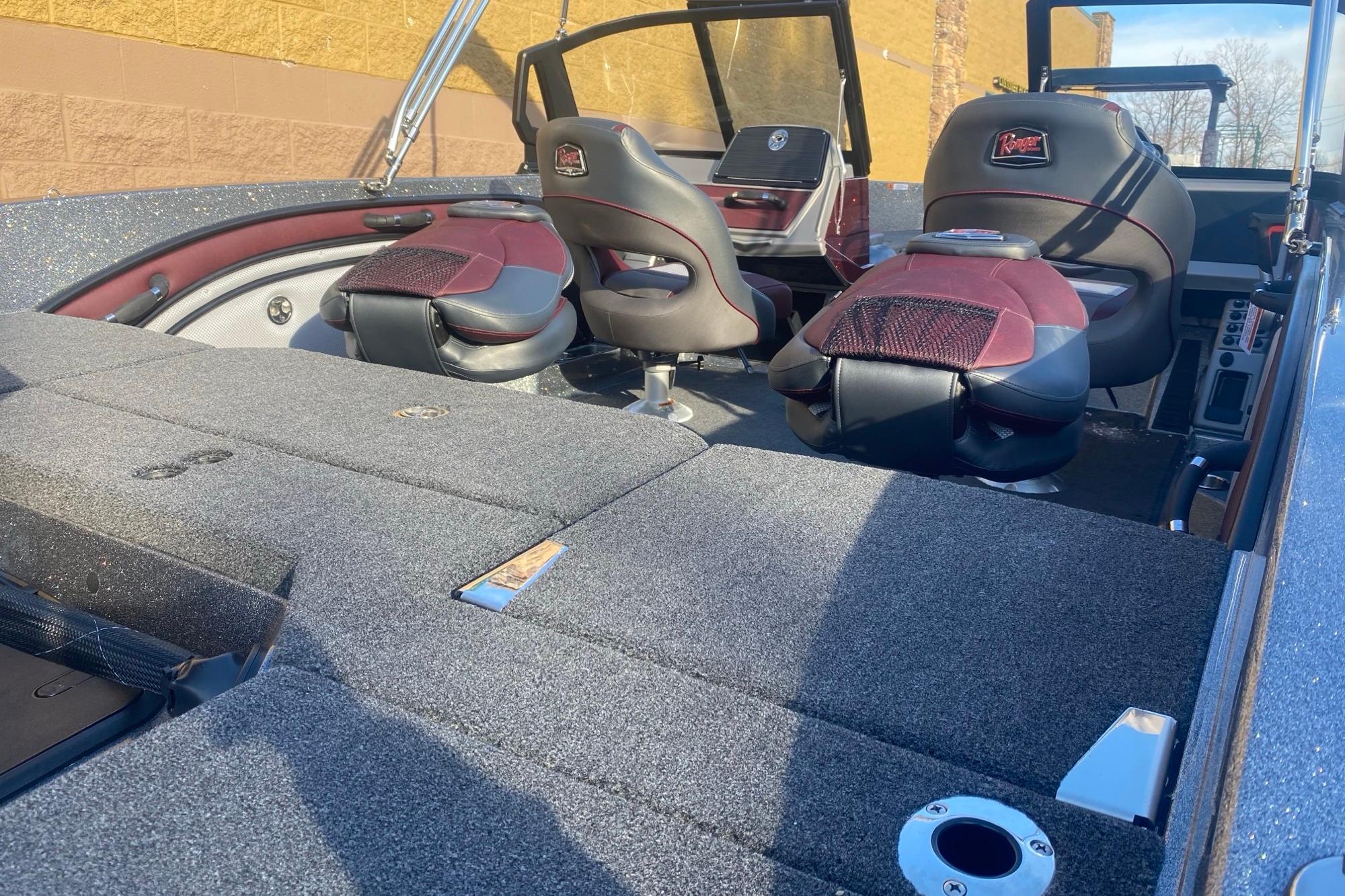 2026 Ranger 1850MS boat interior with plush seating and spacious deck.