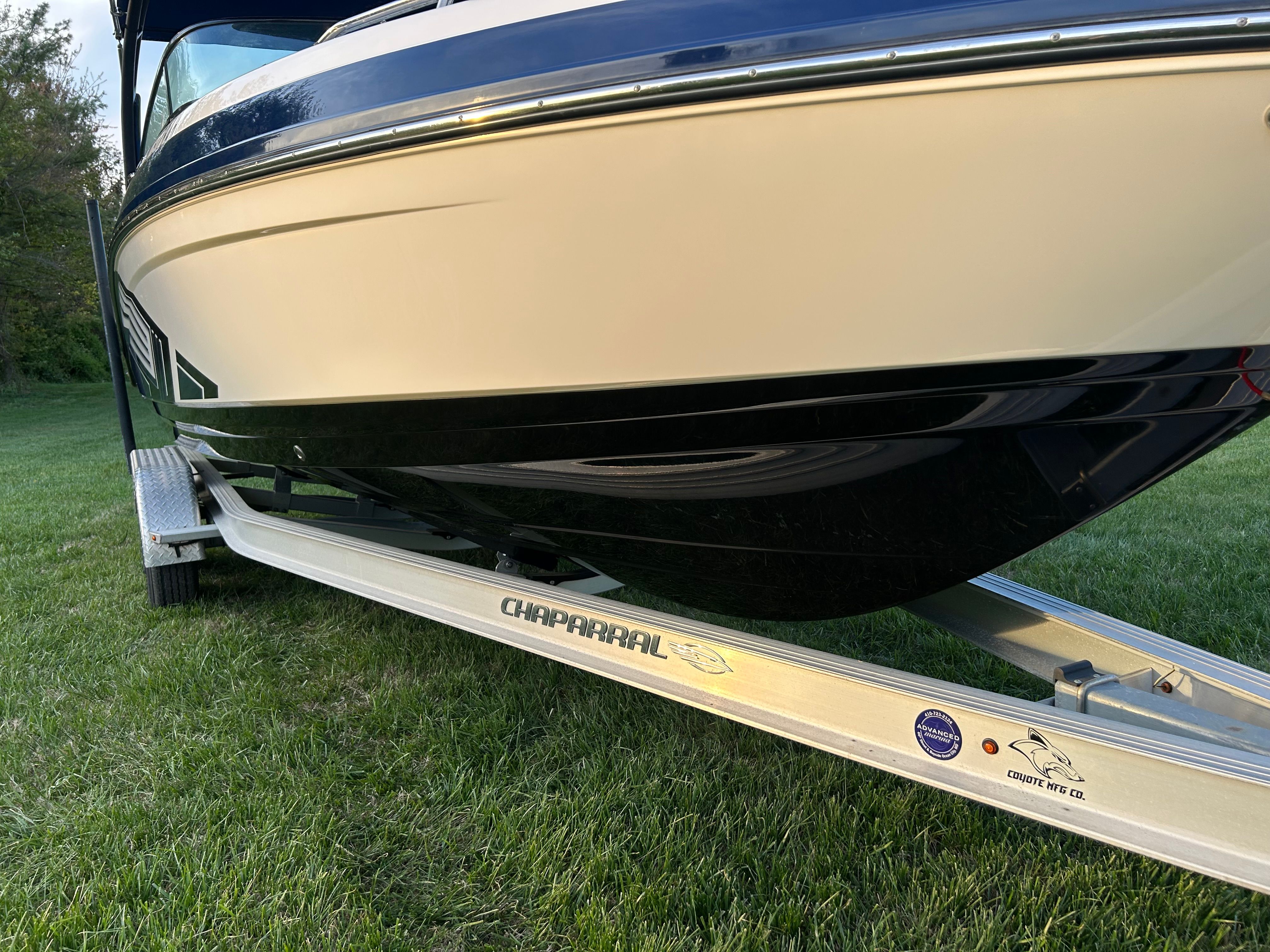 2015 Chaparral Vortex 243 VRX on a trailer outdoors.