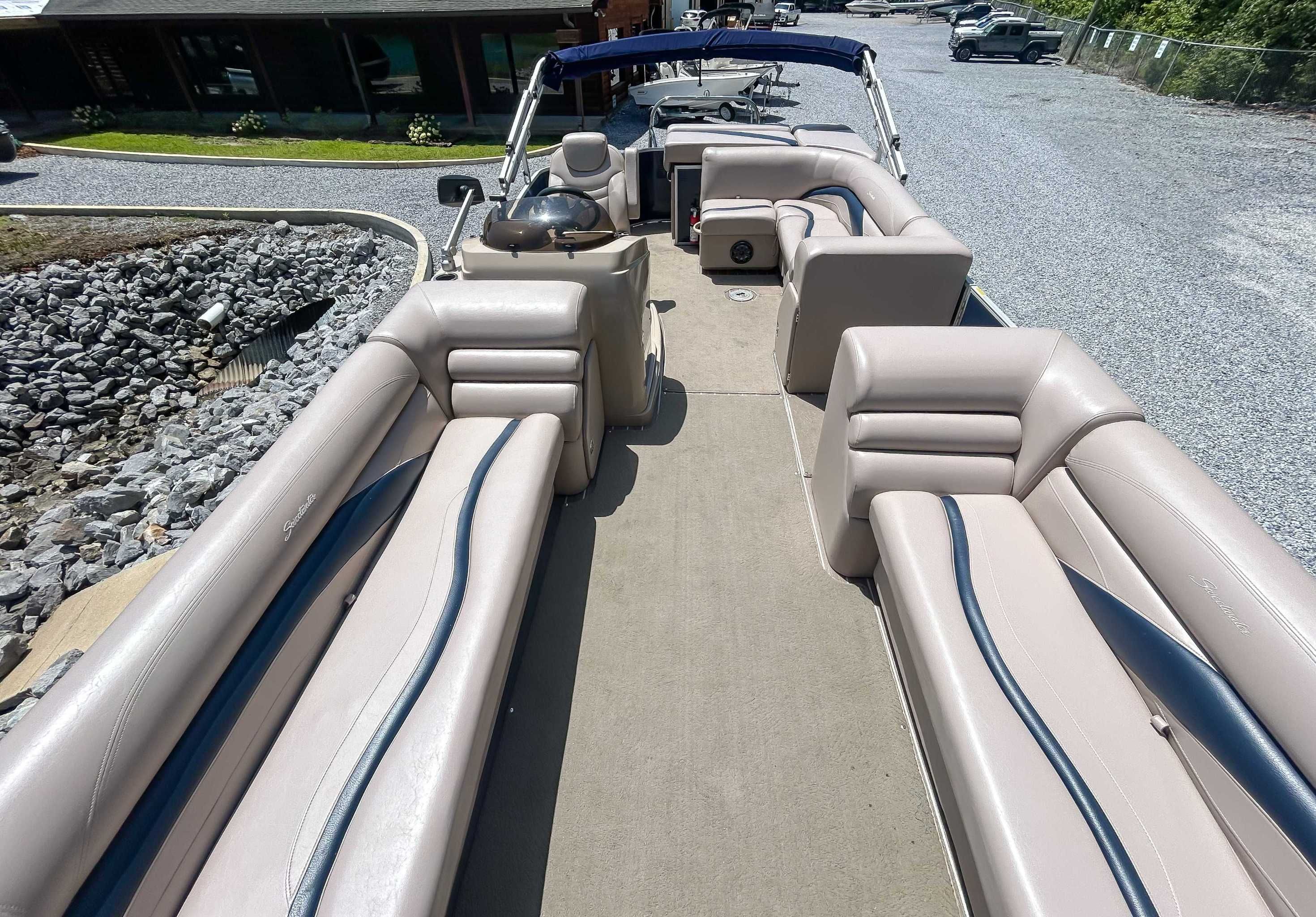 Interior of a 2014 Sweetwater 200 Premium pontoon boat.