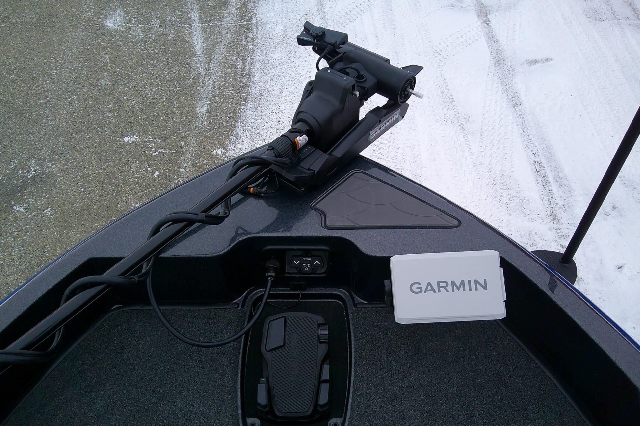 2026 Nitro ZV19 Sport Pro boat with Garmin navigation system on snowy ground.