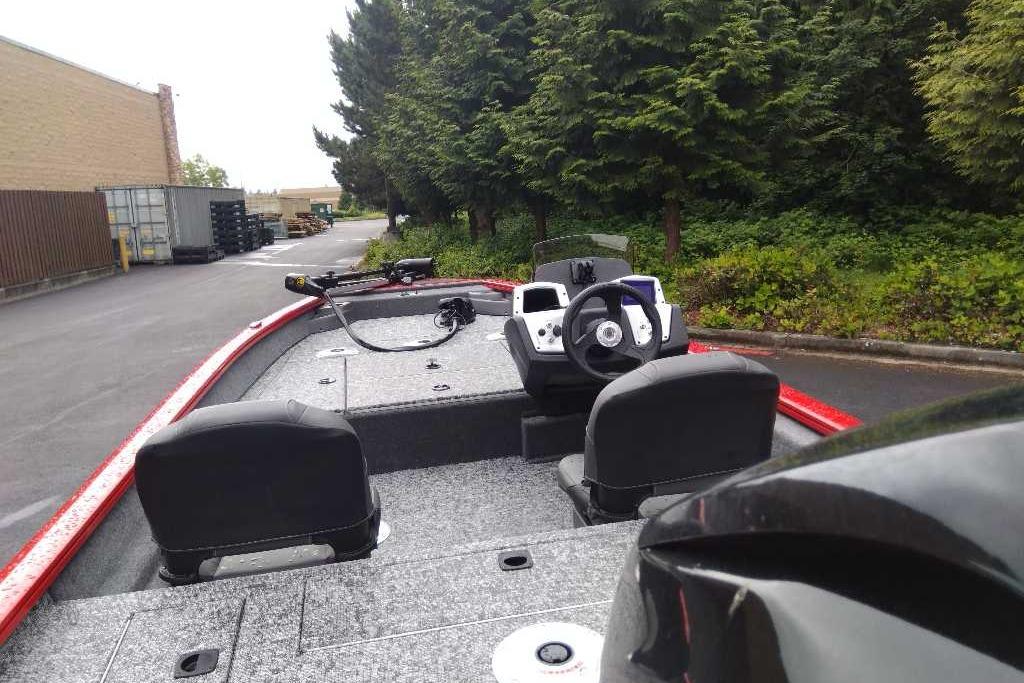 2026 Tracker Pro Team 175 Crappie Edition boat with dual seats and steering console.
