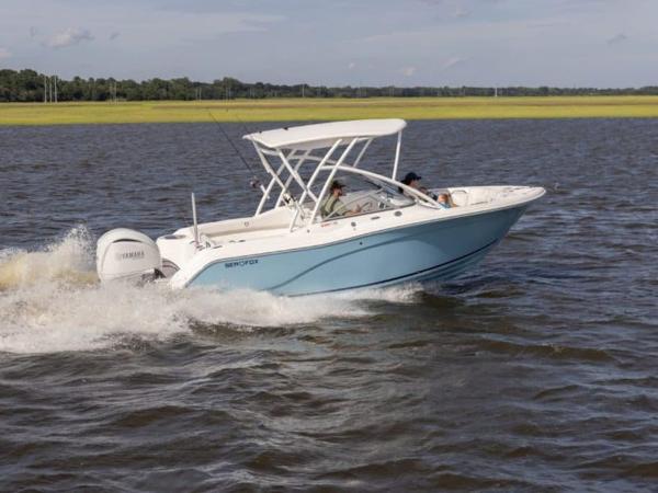 2025 Sea Fox 228 Traveler boat cruising on open water.