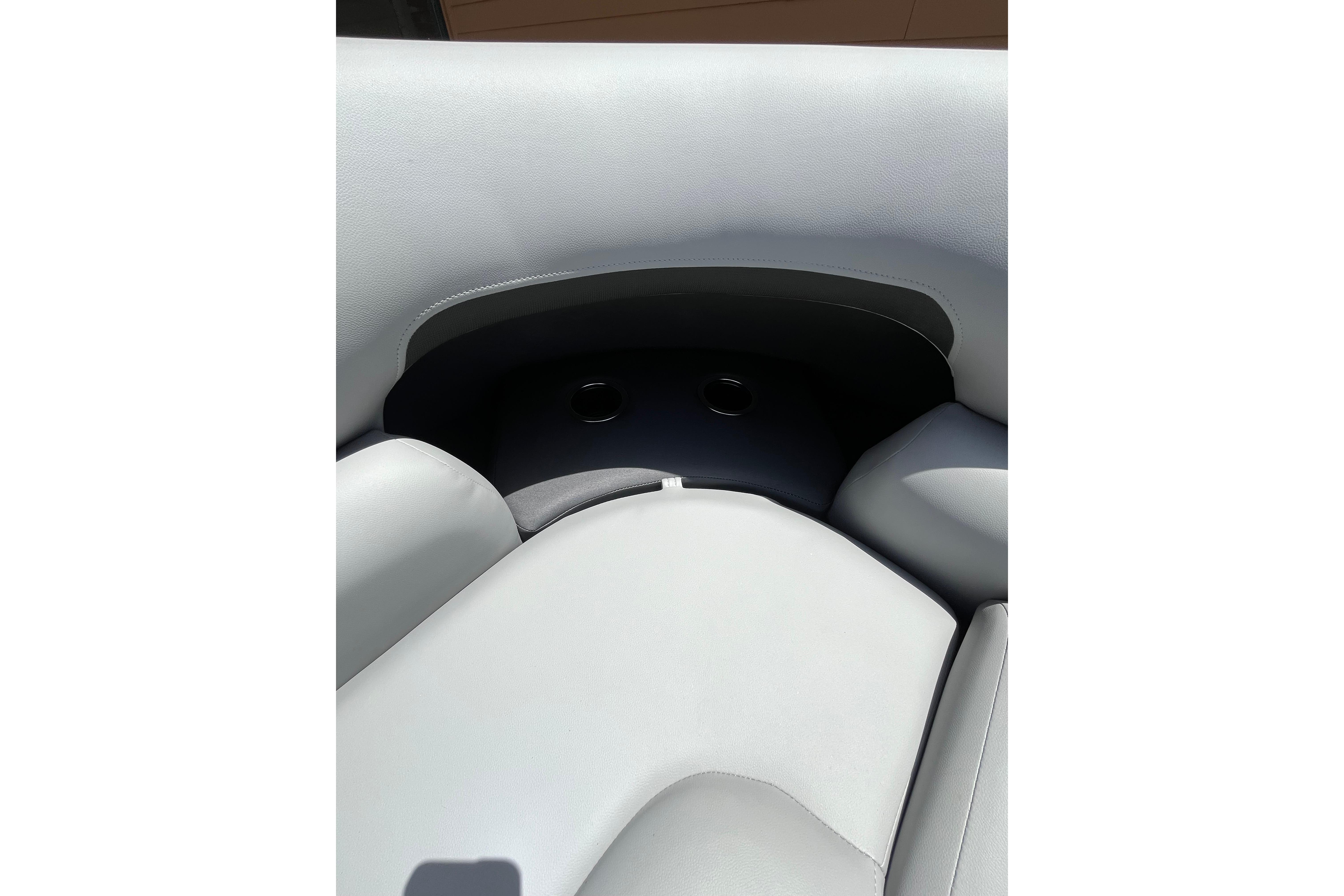 Interior seating of 2026 Sun Tracker Party Barge 20 DLX, featuring sleek, modern design.