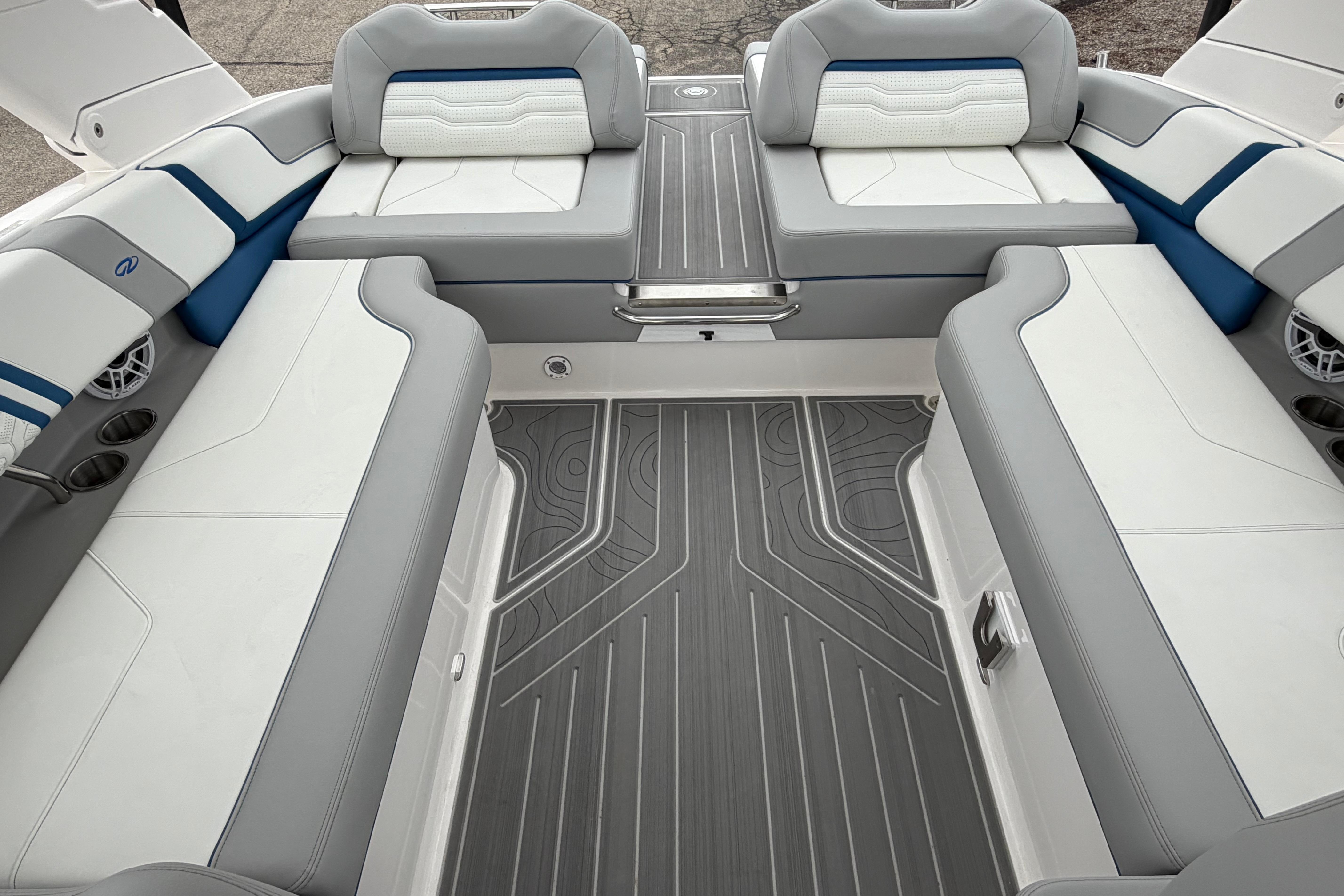 Interior of 2026 Regal LS9 Surf boat with stylish seating and modern design.