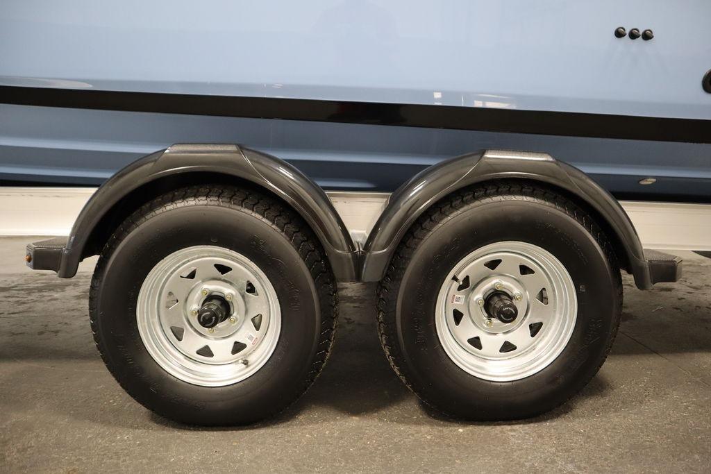 Trailer wheels of a 2026 Yamaha Boats 255 FSH Sport E.