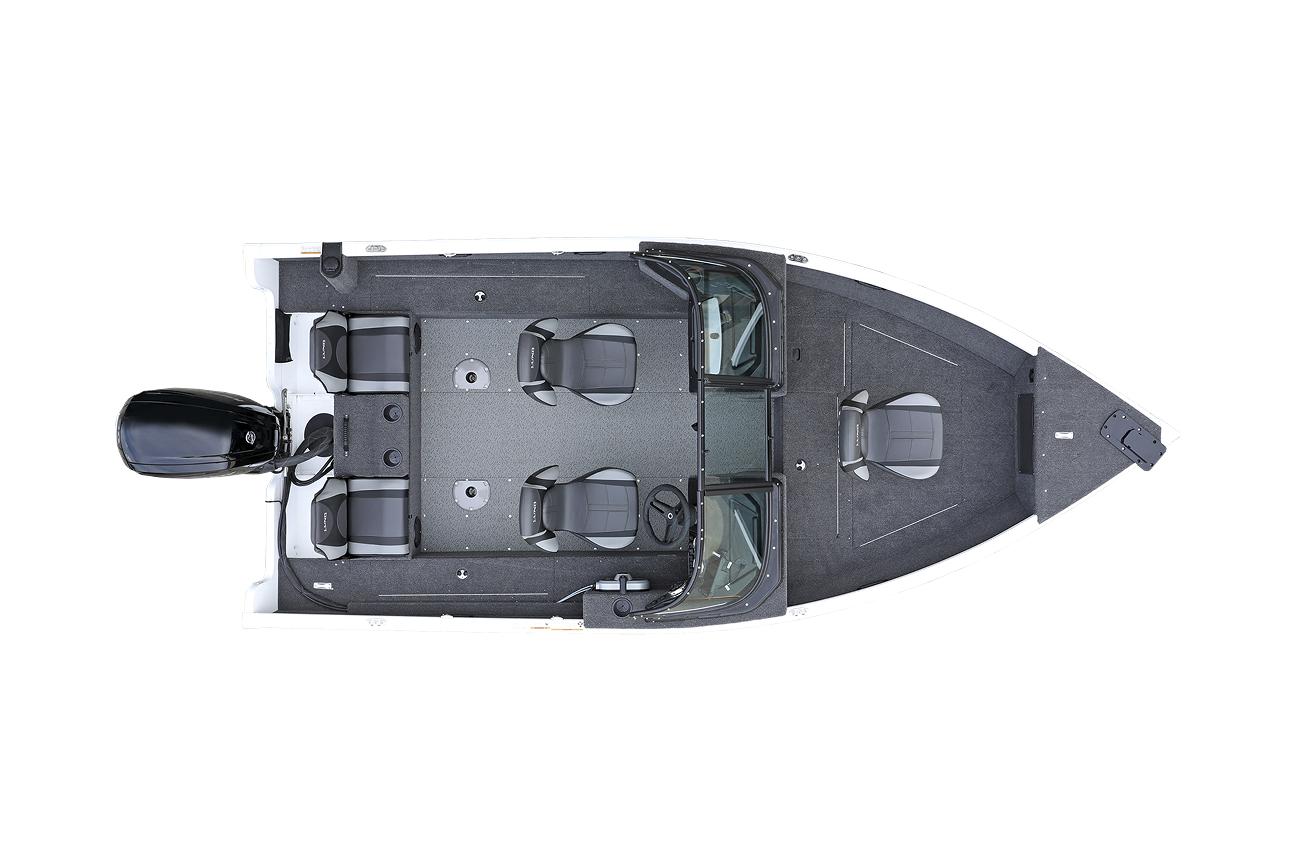 Manufacturer Provided Image: Top view of 2025 Lund 1650 Rebel XL Sport fishing boat layout.