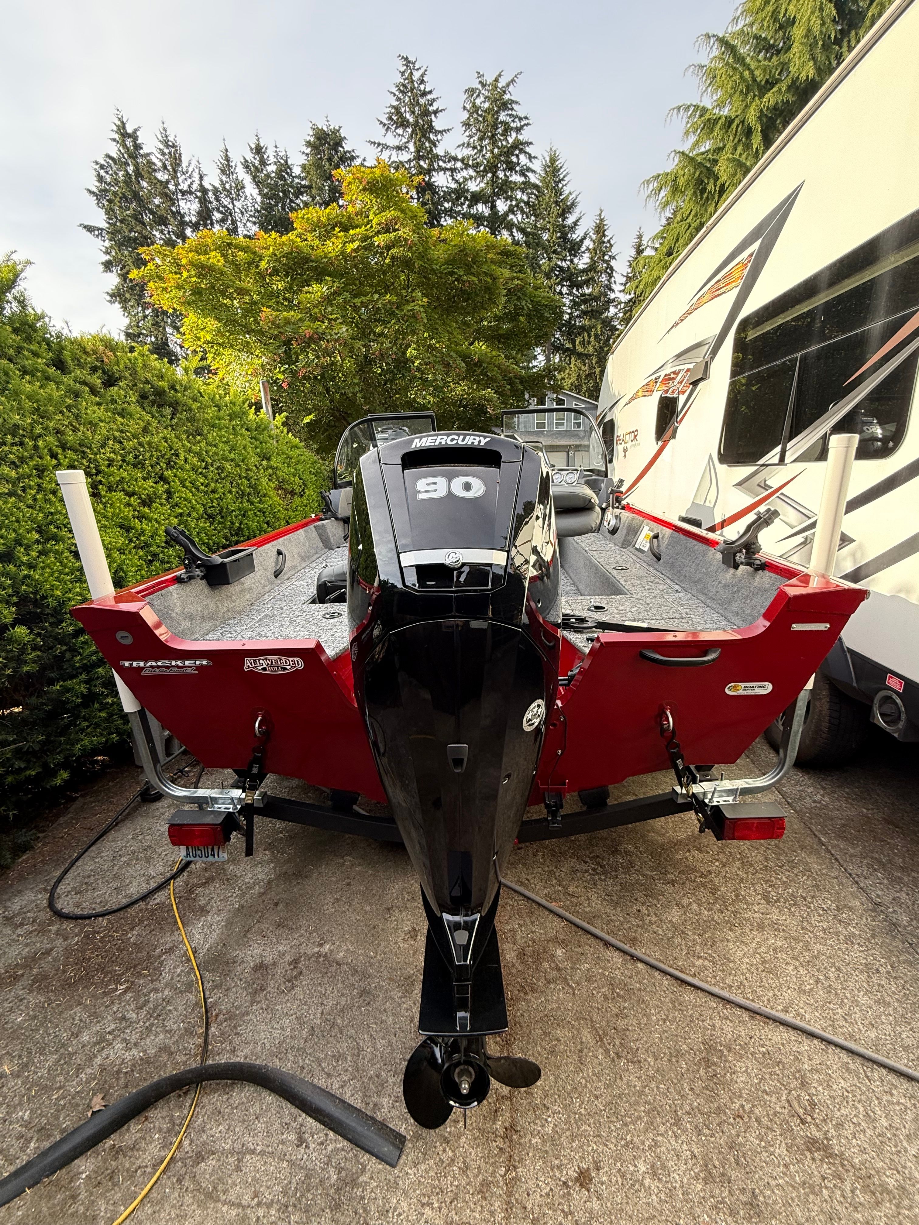 2025 Tracker Pro Guide V-16 WT boat with Mercury 90 engine.