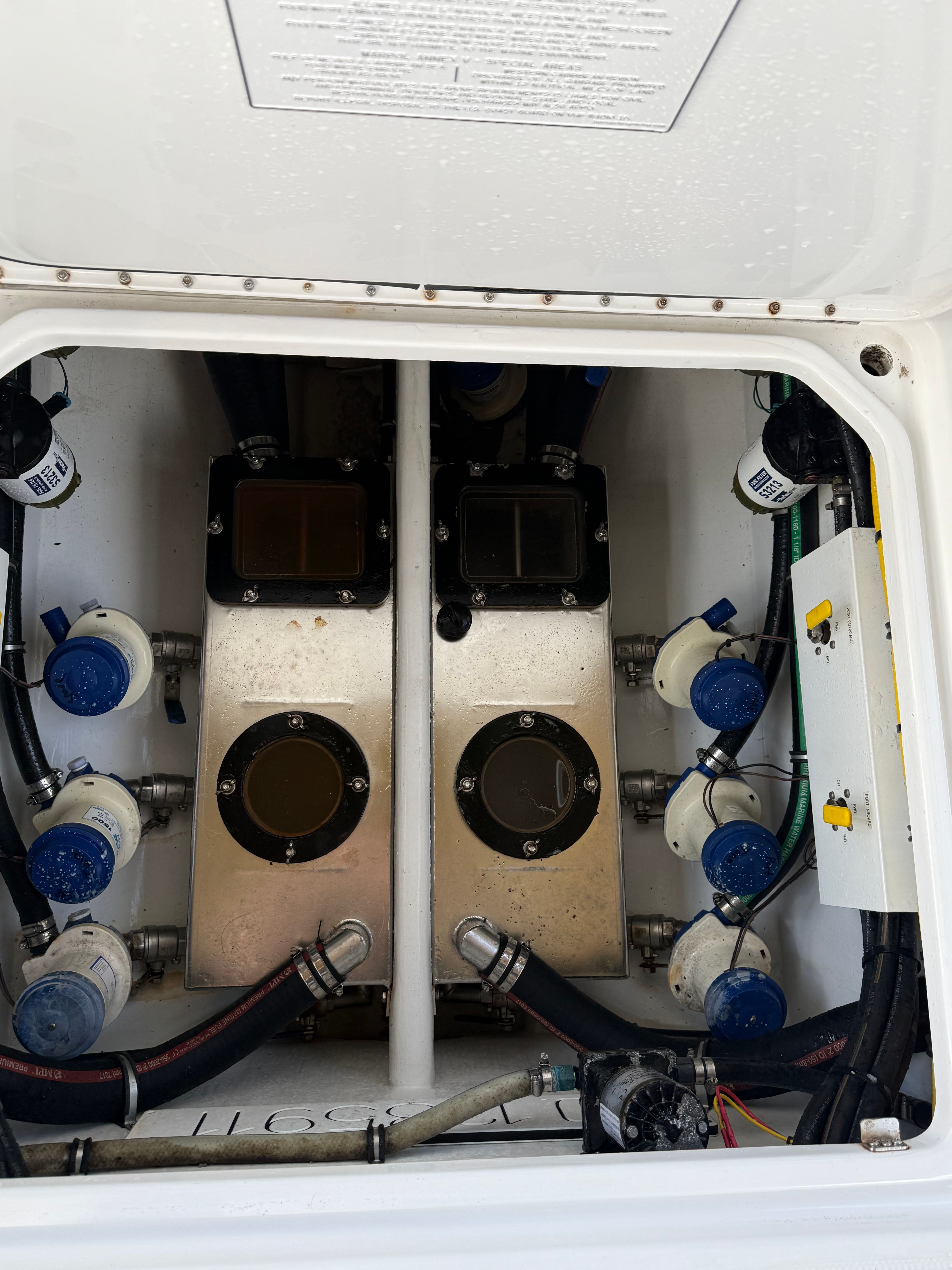 Interior view of Nor-Tech 392 Super Fish 2018 boat engine.