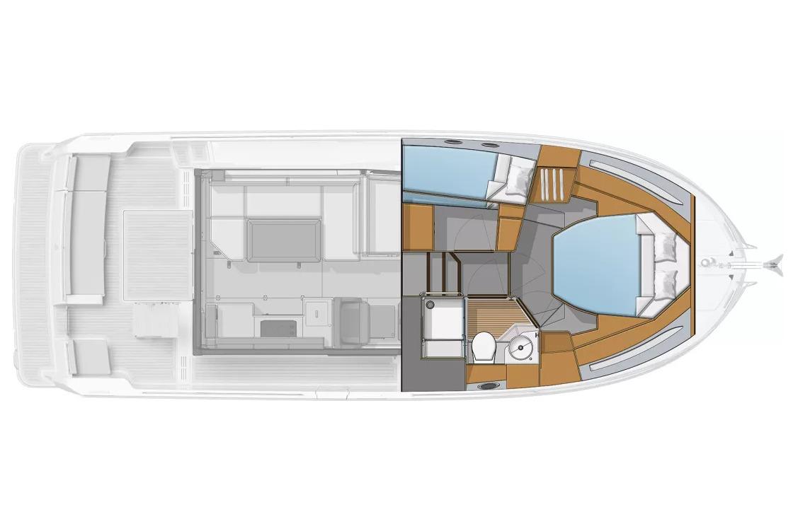Manufacturer Provided Image: Floor plan of 2026 Beneteau Swift Trawler 37 Fly, showcasing interior layout.