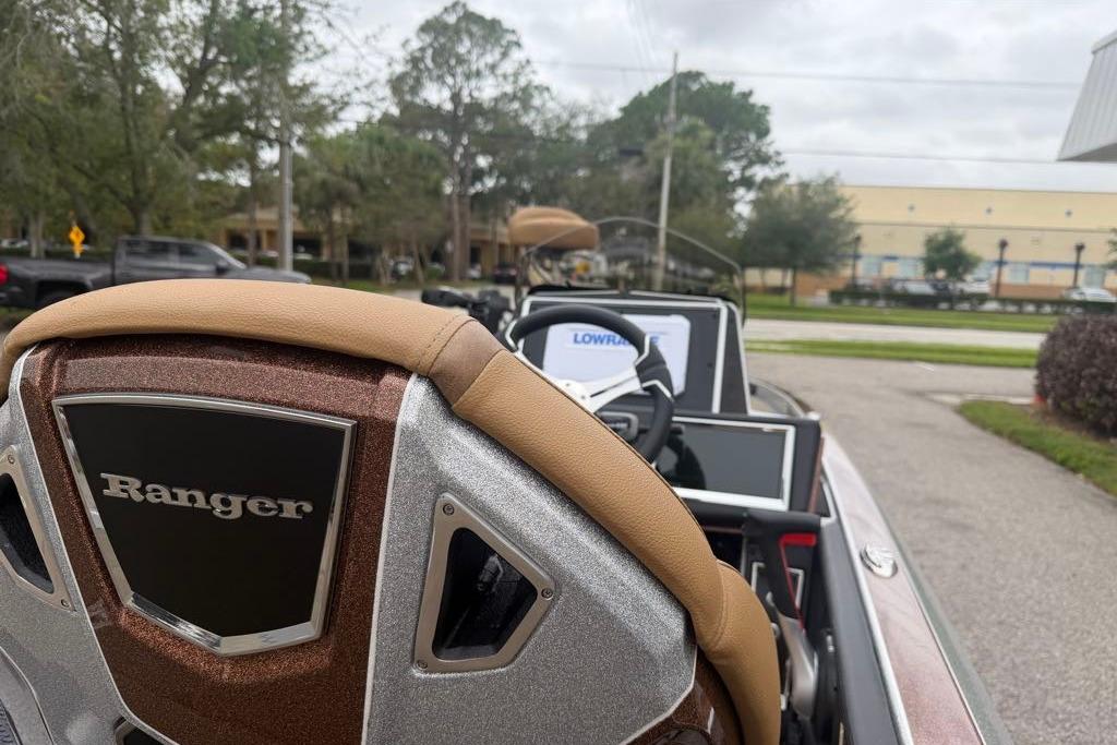 2026 Ranger Z520R boat with tan leather seats and advanced navigation system.