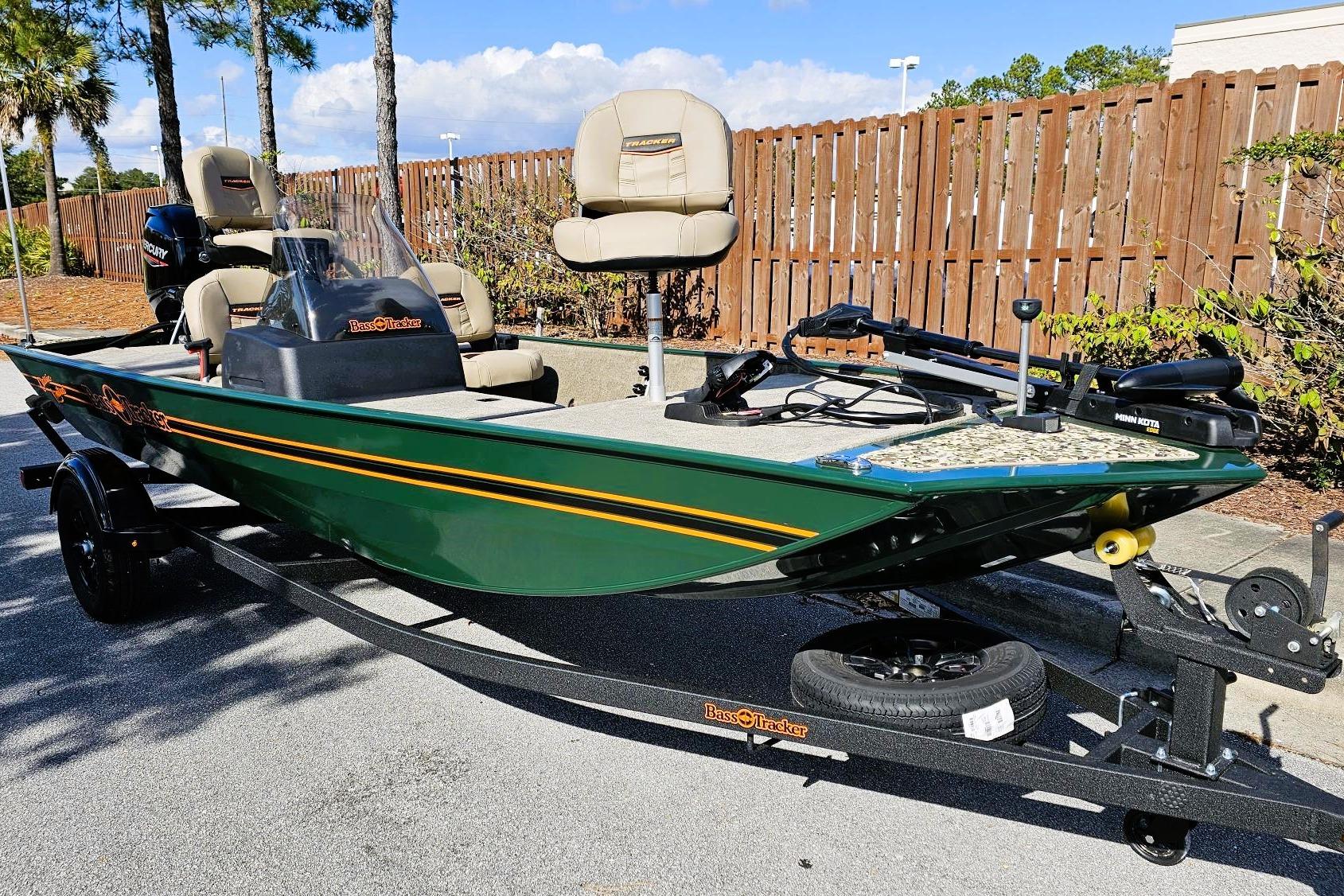 2026 Tracker Bass Tracker Classic Limited boat on trailer, parked outdoors.