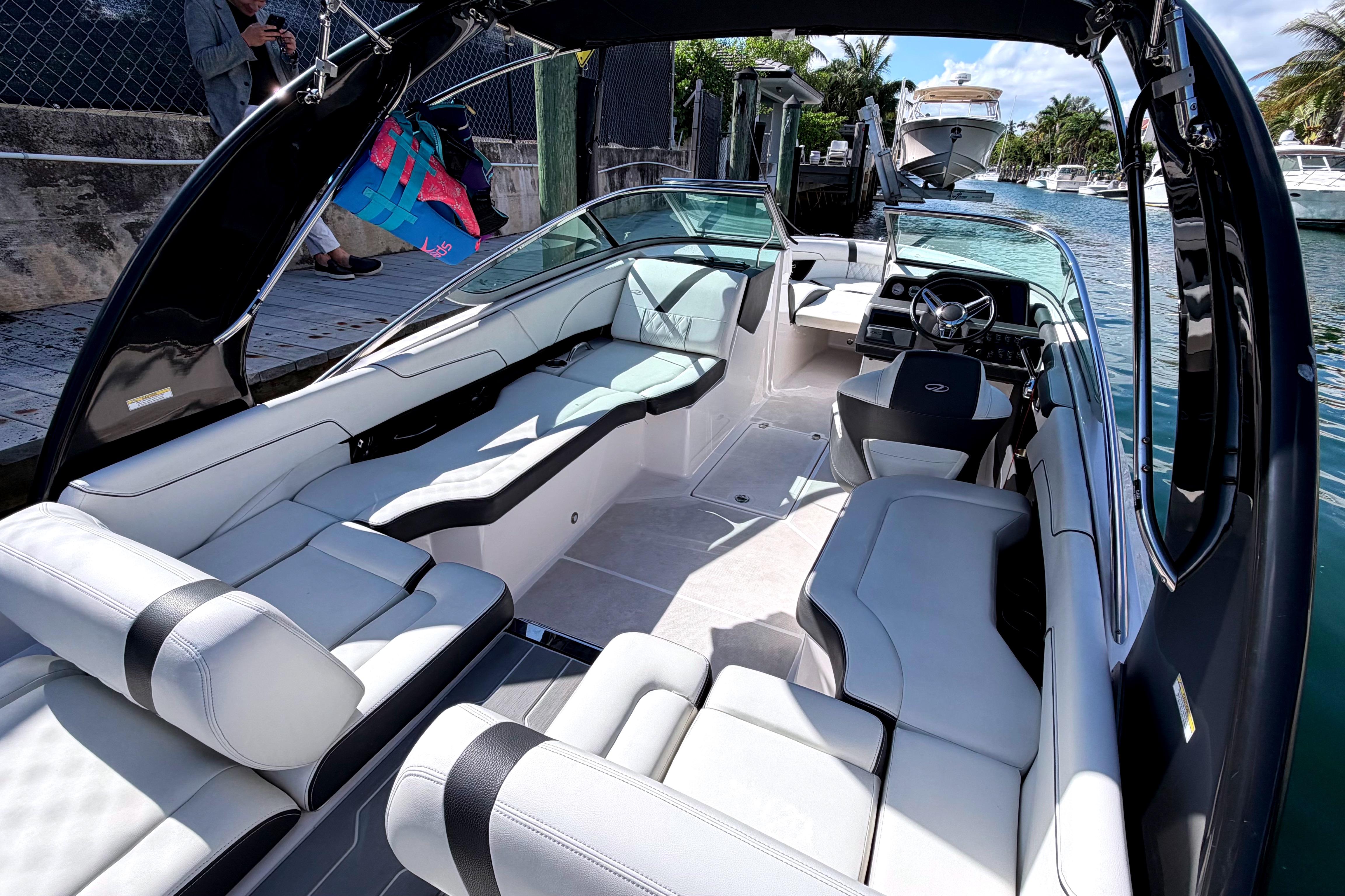 2020 Regal 2300 Bowrider boat interior with luxurious seating and sleek design.