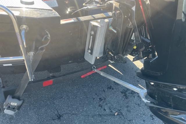 2026 Ranger RT188P boat trailer hitch and motor detail in sunlight.