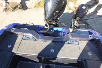 2026 Ranger 621FS Cup Equipped boat, rear view with dual motors.