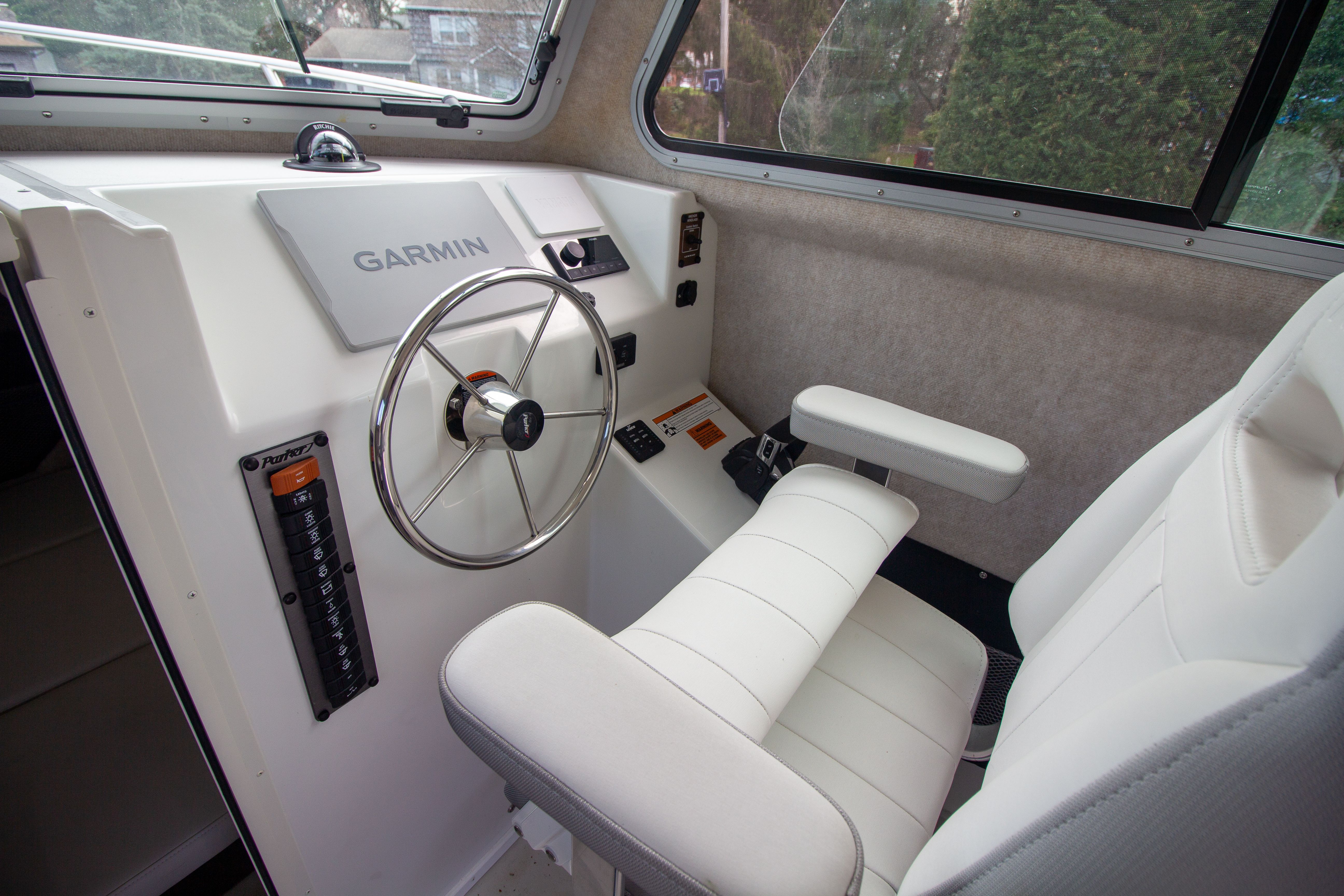 Interior of Parker 2520 XLD Sport Cabin boat, year 2022.