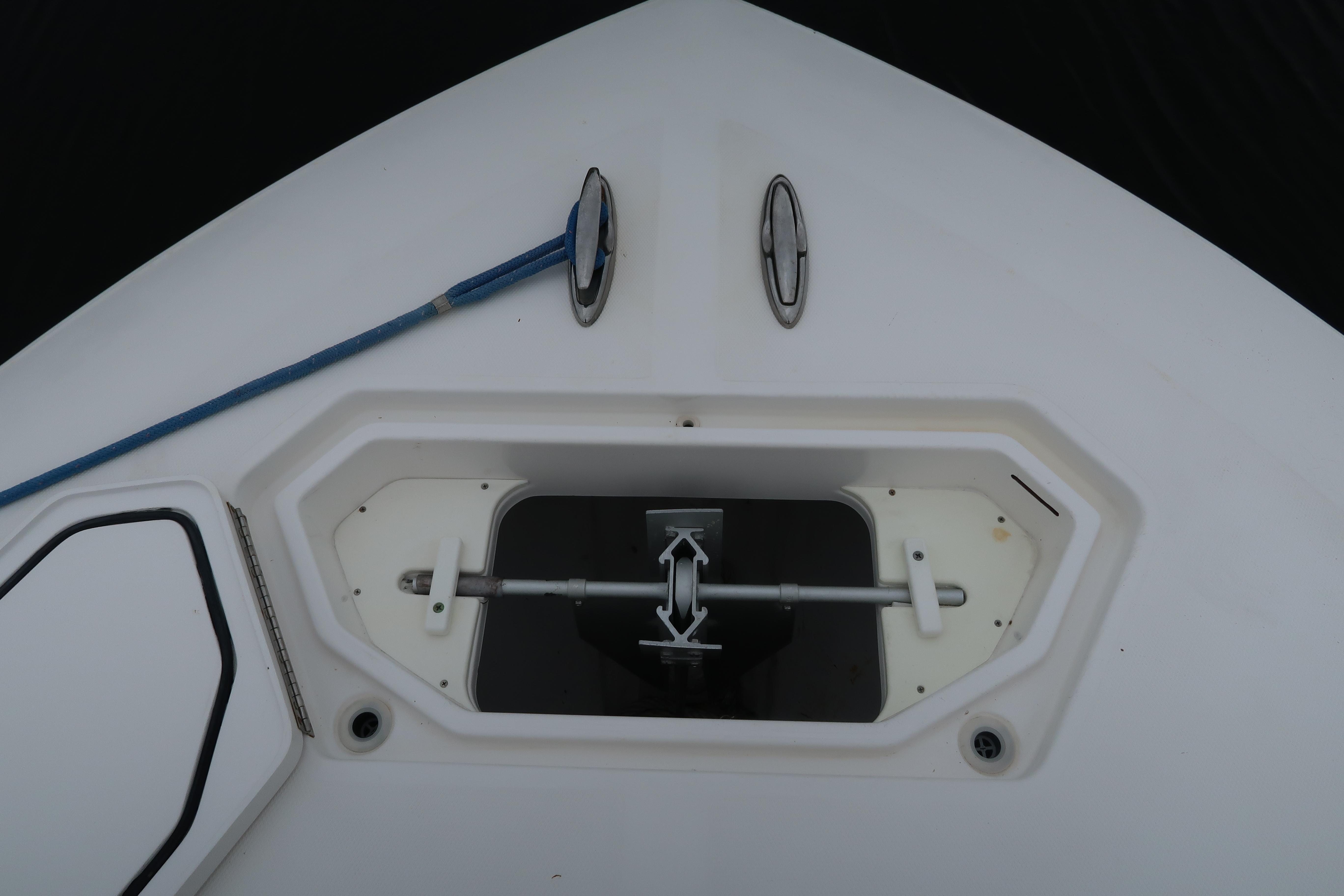 Bow anchor compartment of 2016 Invincible 42 Open Fisherman boat.