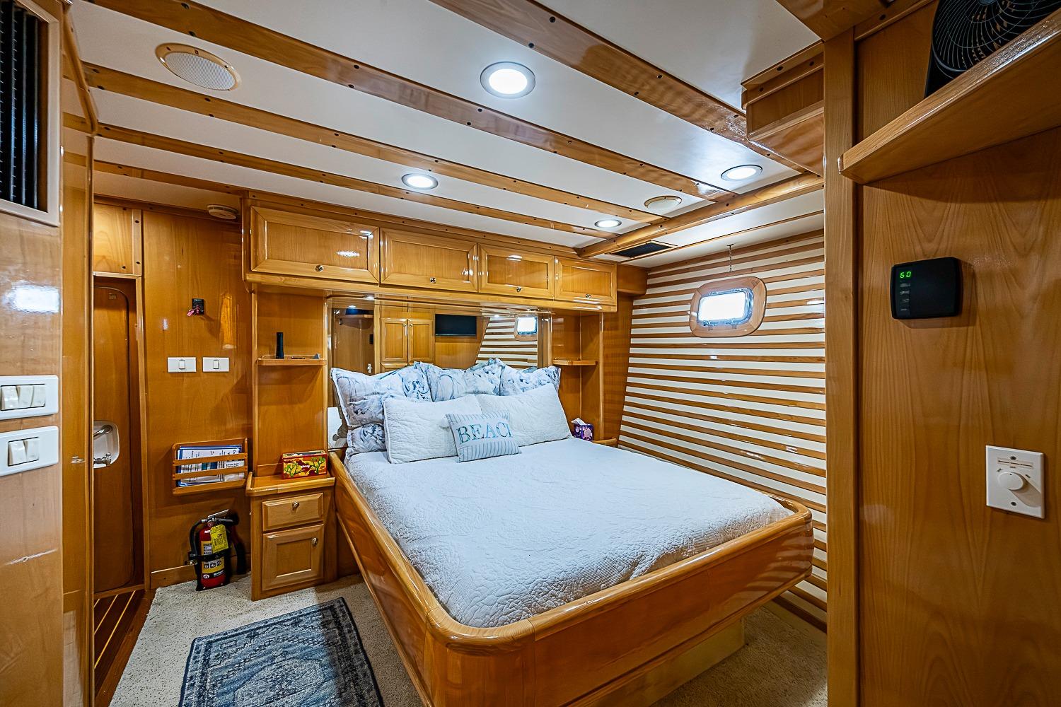 Luxurious wooden cabin interior of 2003 Magna Marine Nova Scotia 47 yacht.