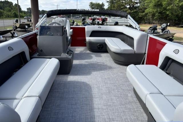 2026 Sun Tracker Party Barge 16 DLX pontoon boat with spacious seating and modern design.