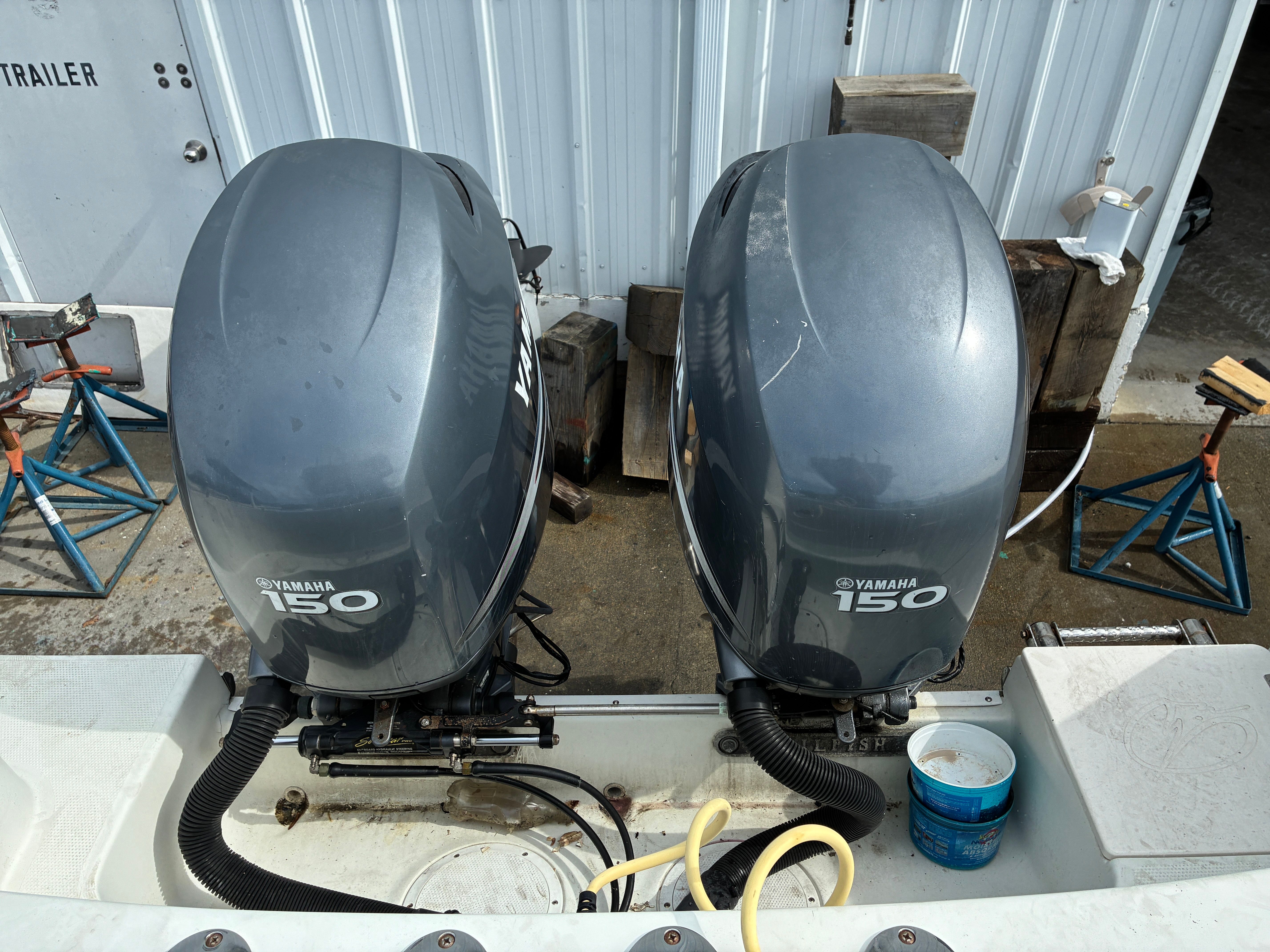 Two Yamaha 150 outboard motors on a 2007 Sailfish 2660 boat.