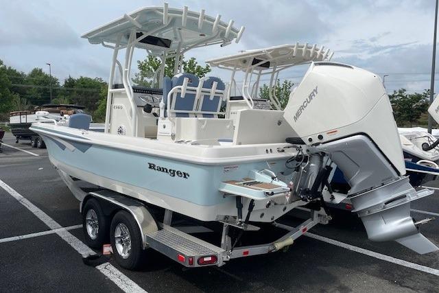 2025 Ranger 2360 Bay boat with Mercury outboard motor.