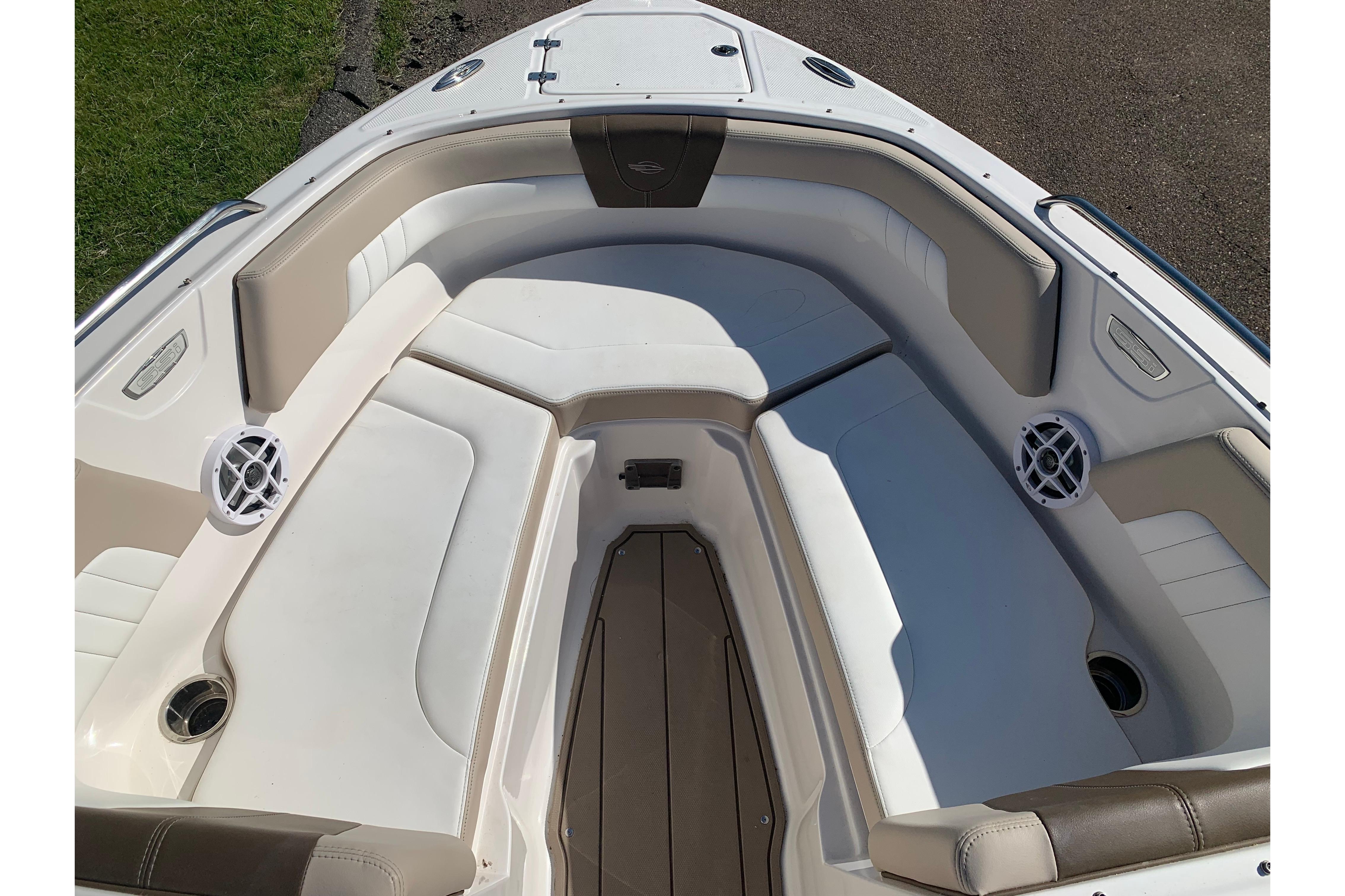 2022 Chaparral 23 SSi boat interior with spacious seating and modern design.