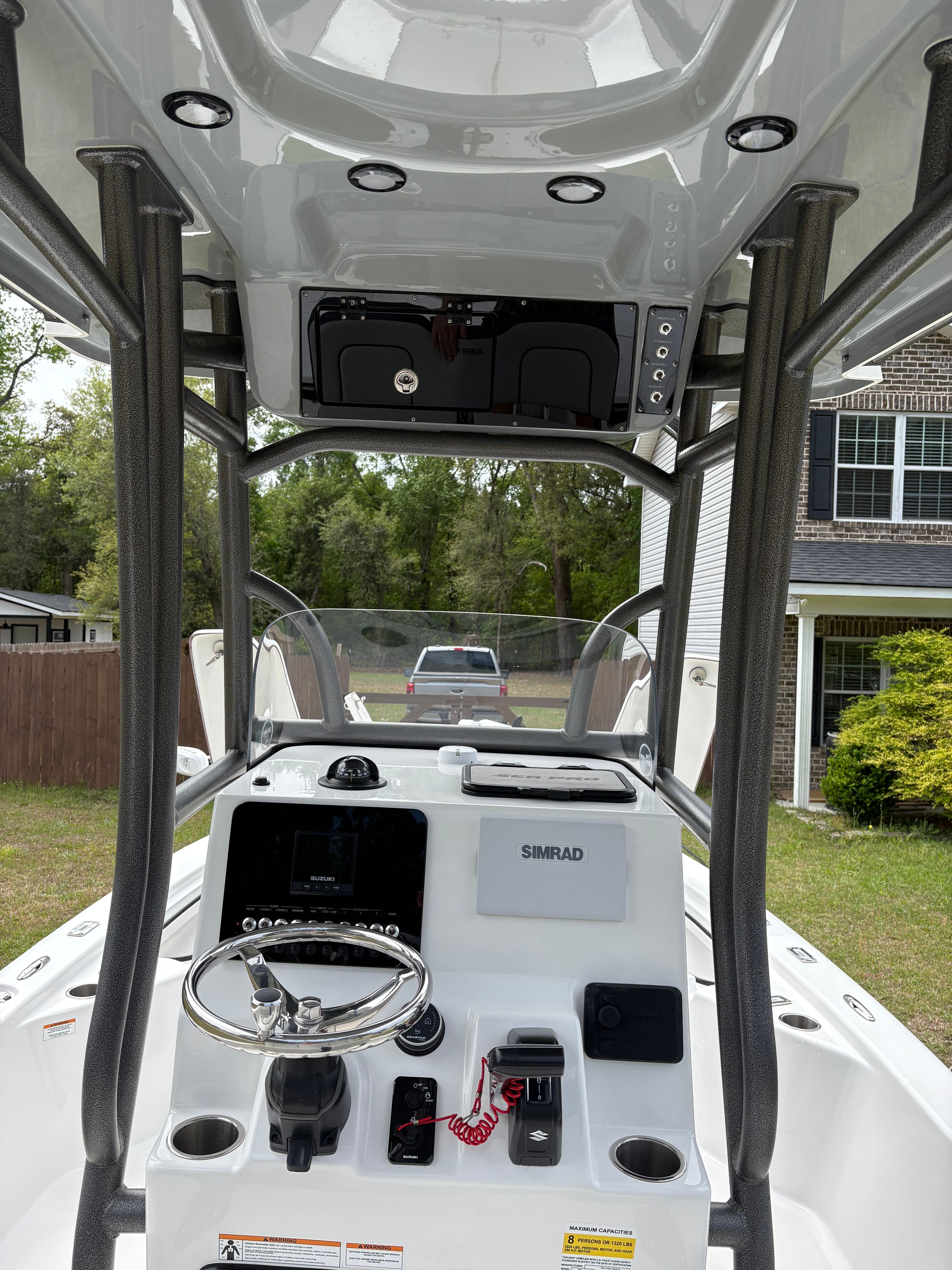 Interior view of 2025 Sea Pro 230 Bay helm.