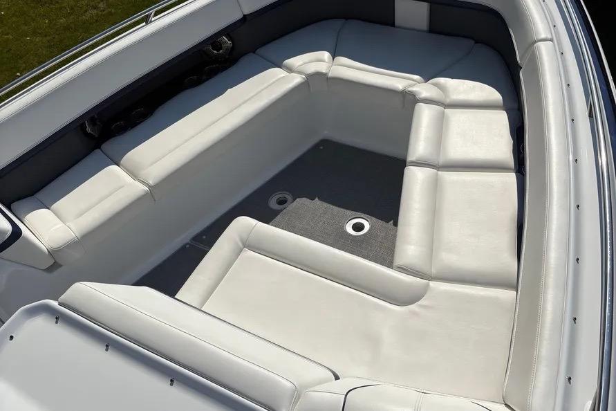 2015 Formula 350 Crossover Bowrider interior with spacious white seating.