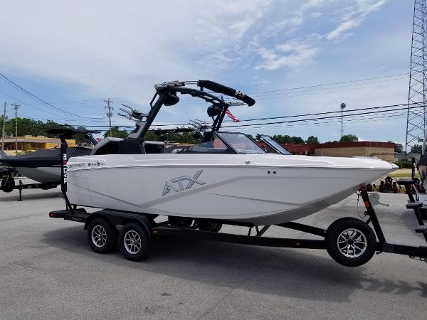 2023 ATX Surf Boats 20 Type-S on trailer, side view.