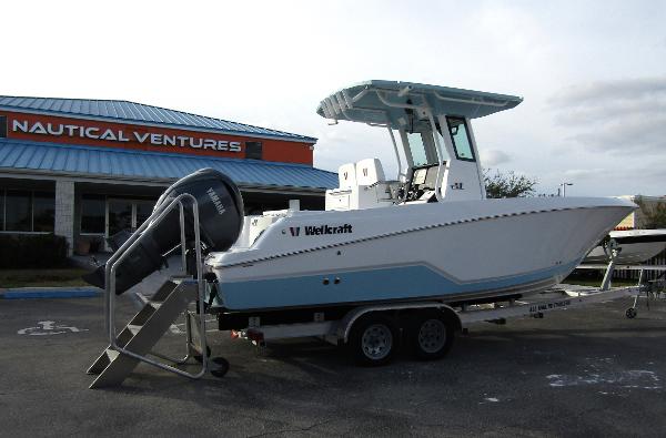 2025 Wellcraft 243 Fisherman boat on trailer at Nautical Ventures.