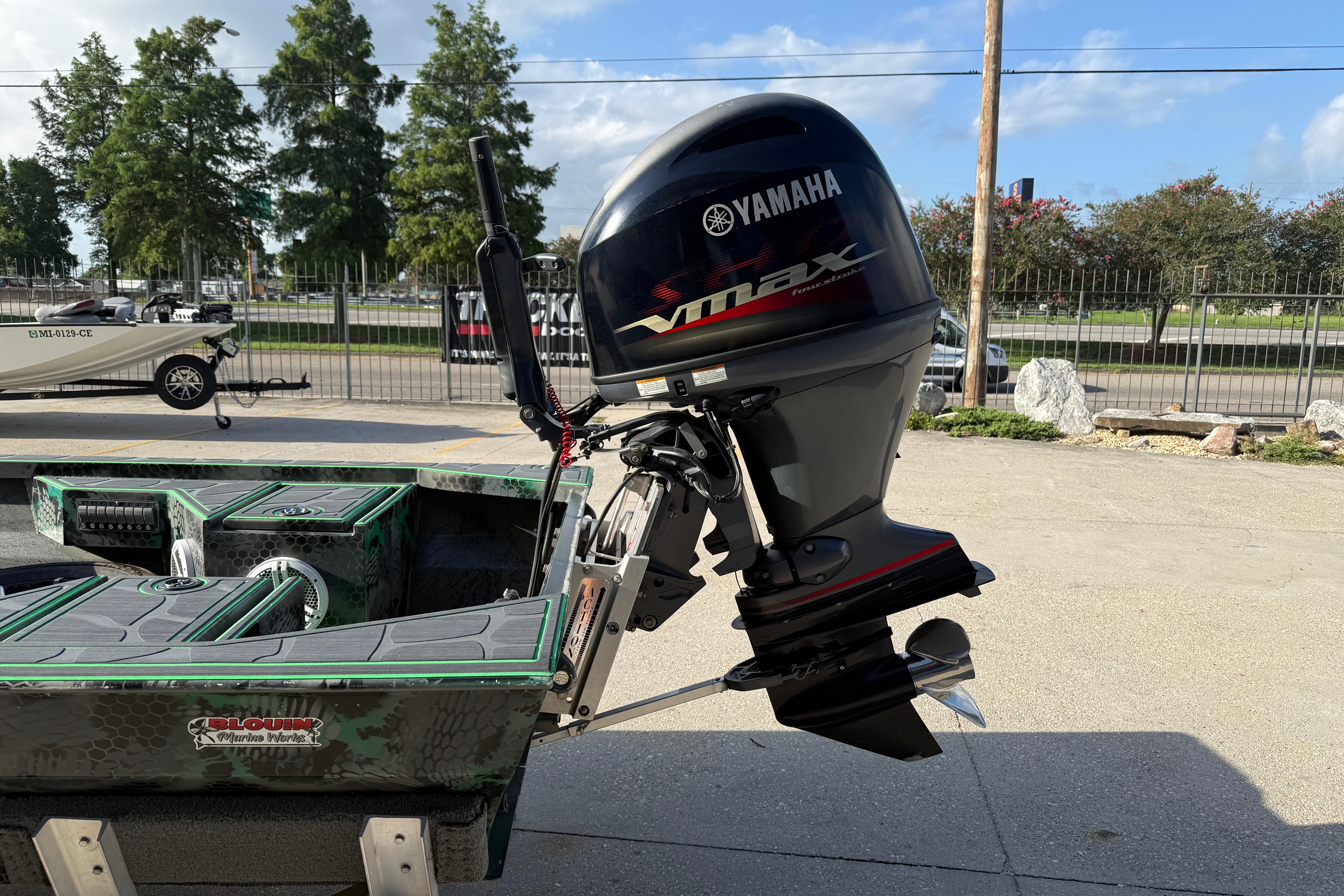 Custom Rene Gros 20x48 boat with Yamaha VMAX outboard motor, 2024 model.