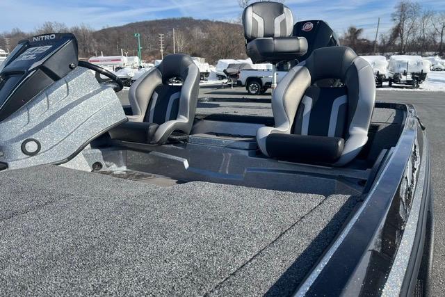 2026 Nitro Z19 XL Pro boat with sleek seating and modern design on display.