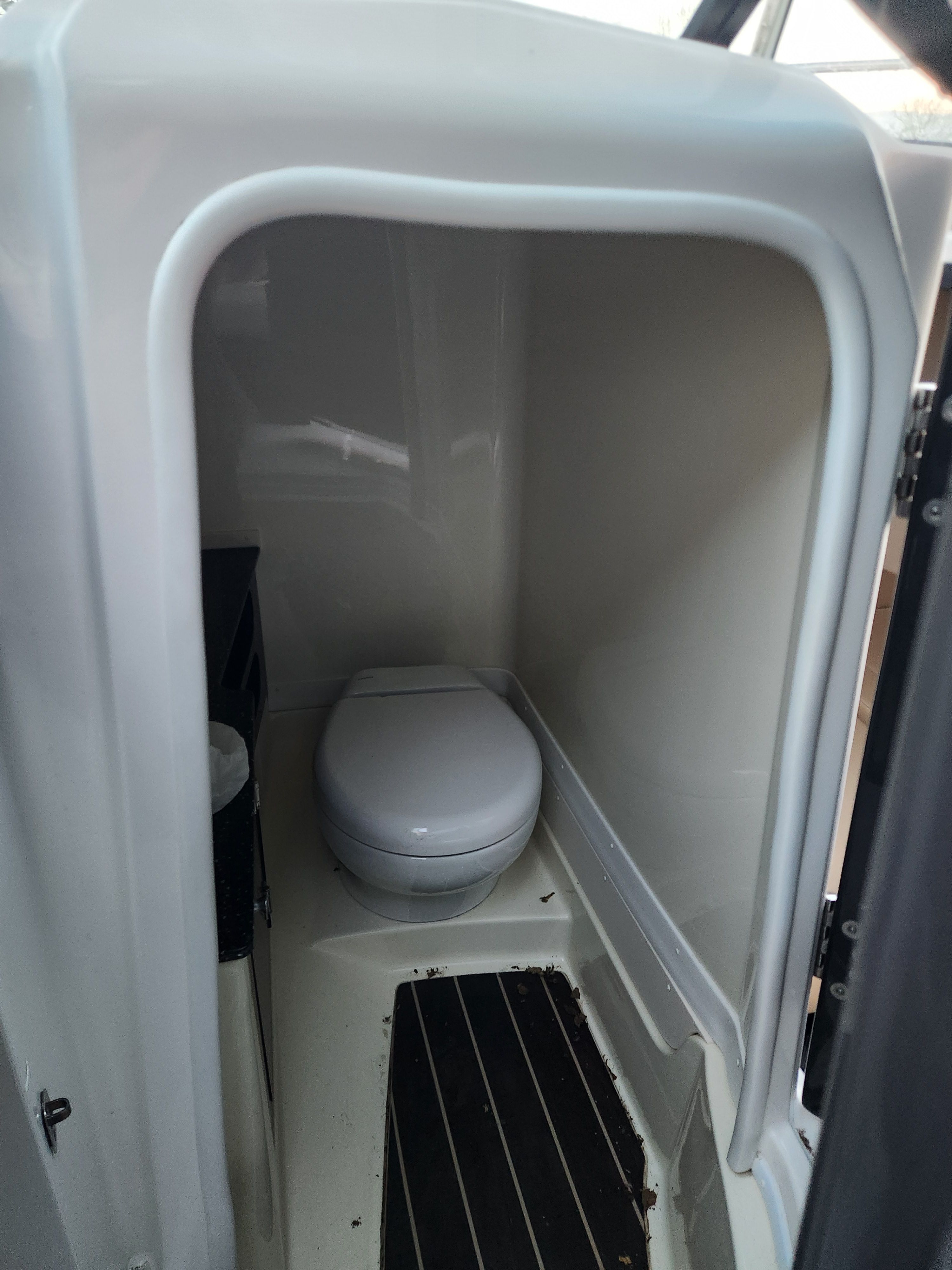 Interior of a 2015 Monterey 268SSC with toilet.