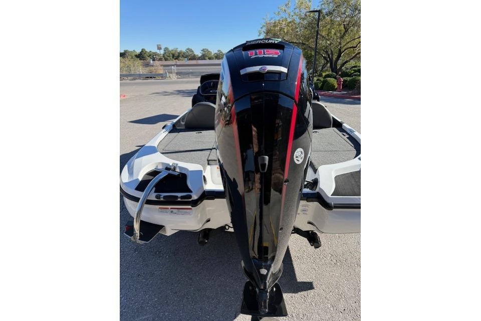 2026 Nitro Z17 boat with Mercury 115 outboard motor, parked outdoors.