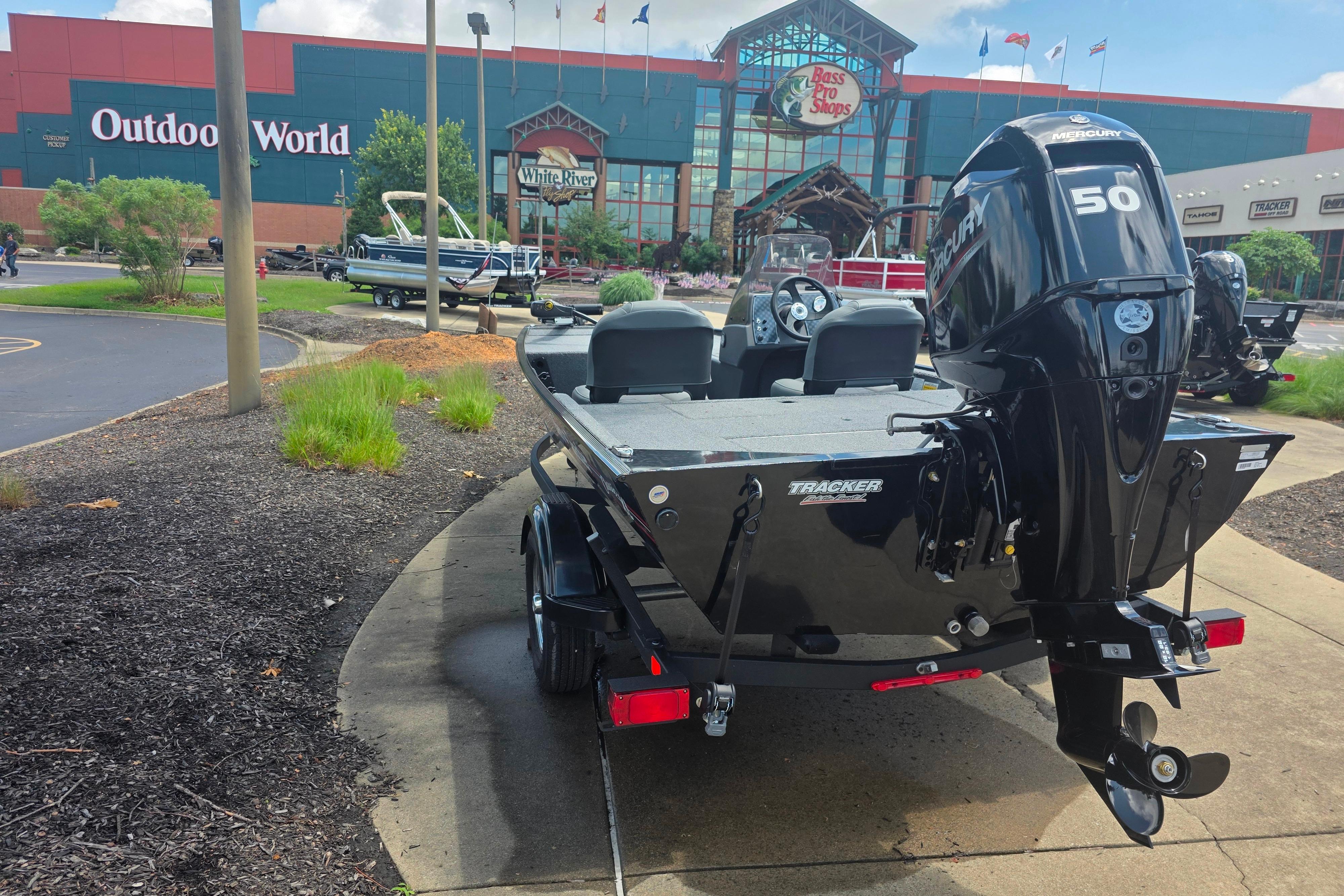 2026 Tracker Bass Tracker Classic XL boat outside Outdoor World store.