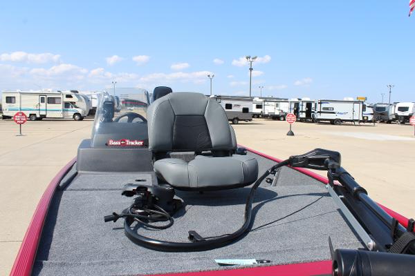 2025 Tracker Bass Tracker Classic XL boat with gray seating and fishing equipment.