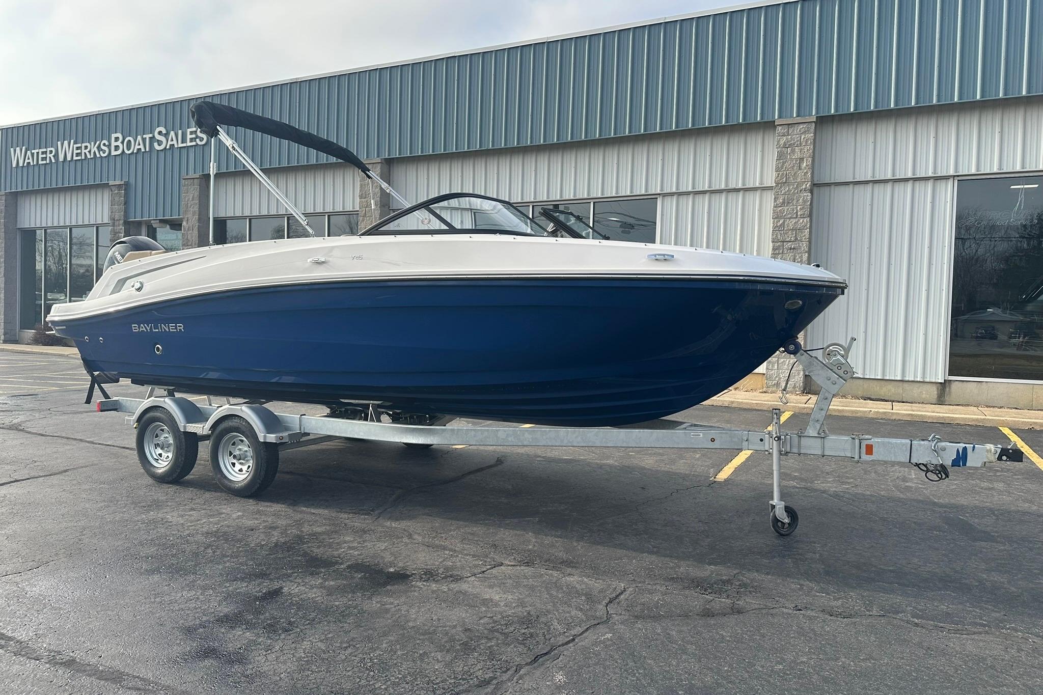 2026 Bayliner VR6 Bowrider OB on trailer at Water Werks Boat Sales.
