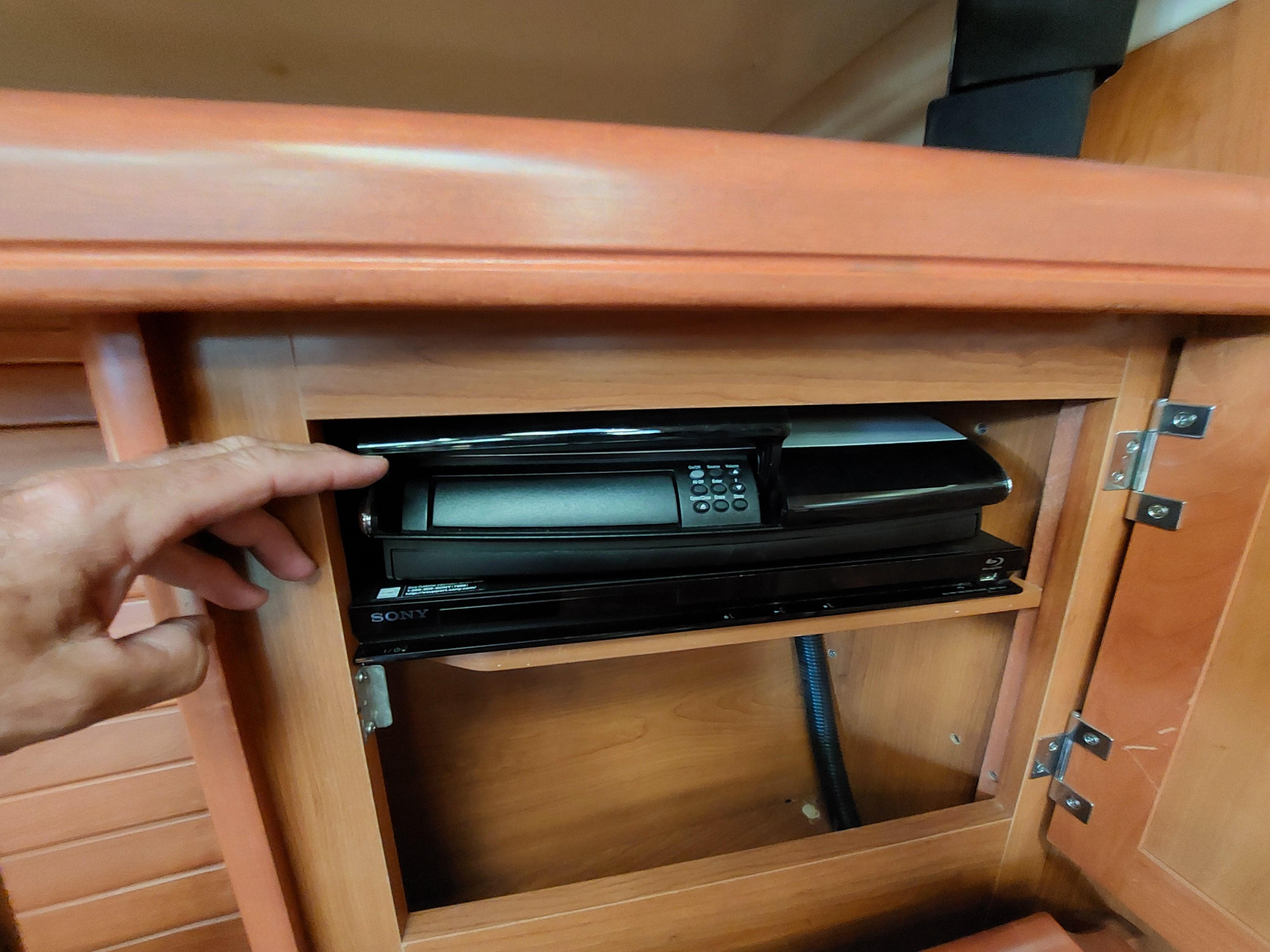 Built-in safe inside a 2009 Hunter 49 yacht cabinet.