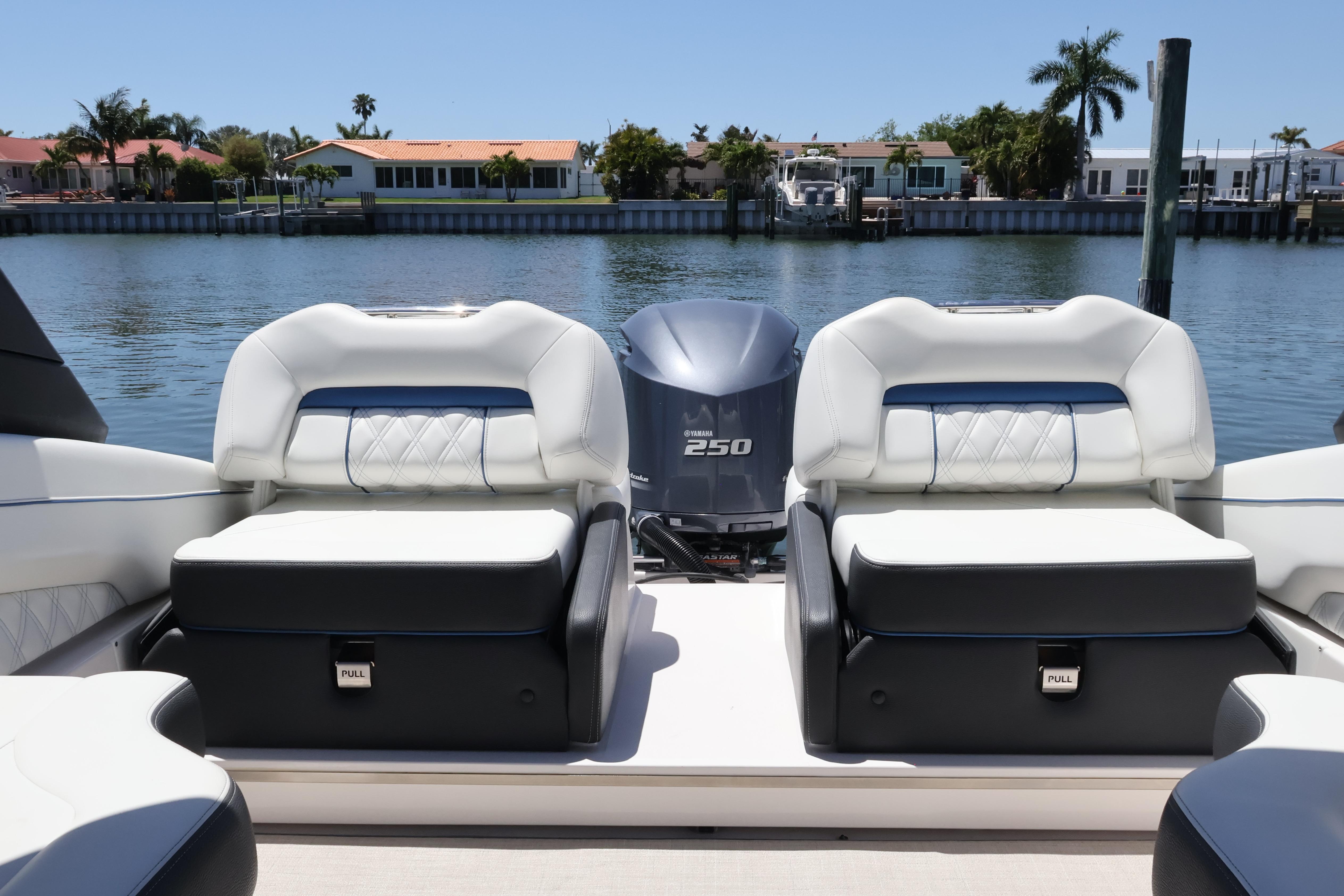 2020 Regal LX4 boat interior with plush seating and Yamaha 250 engine.