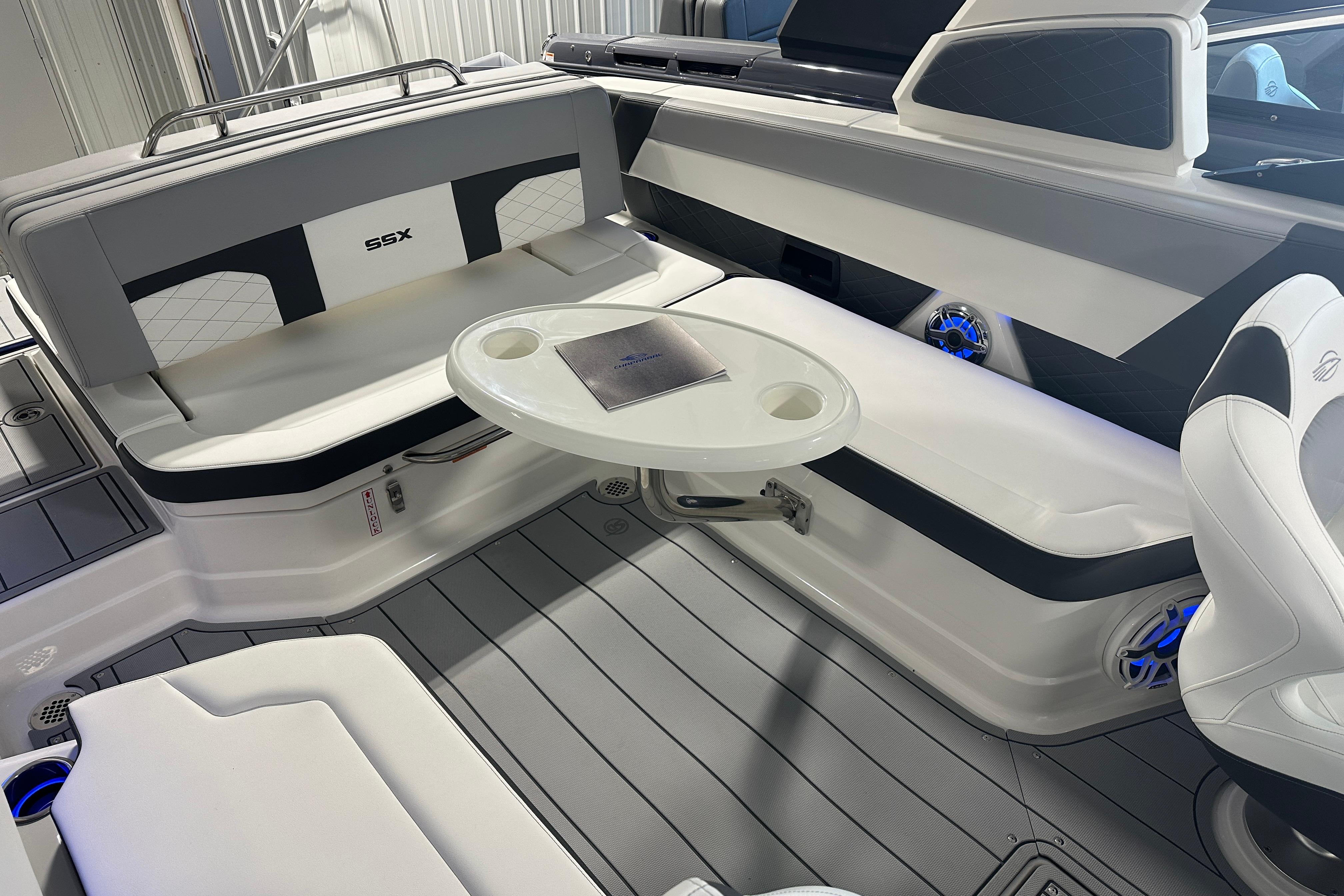Interior of Chaparral SSX 8 boat, model year 2026.