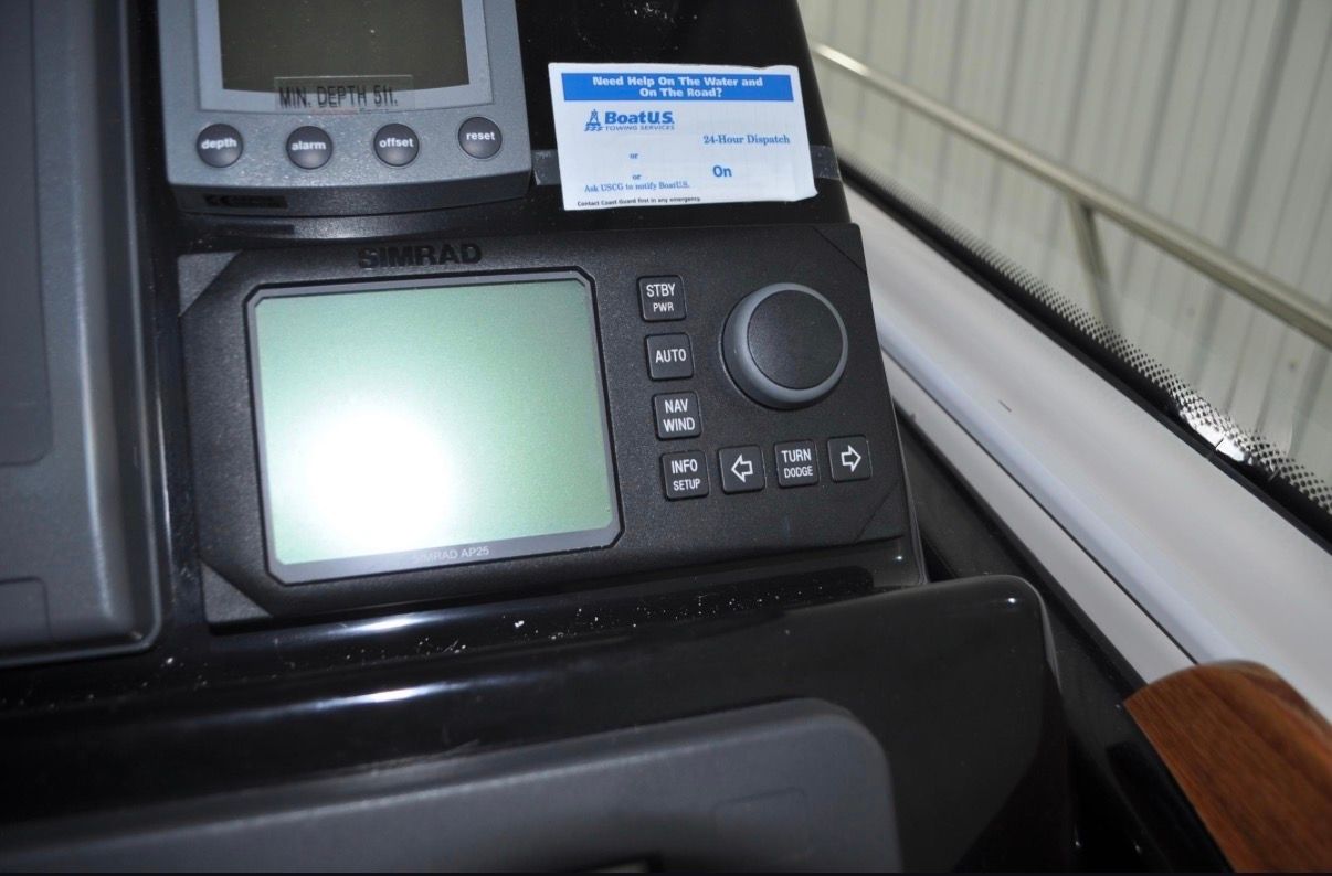 Close-up of a navigation system on a 2005 Tiara Yachts 5200 Sovran.
