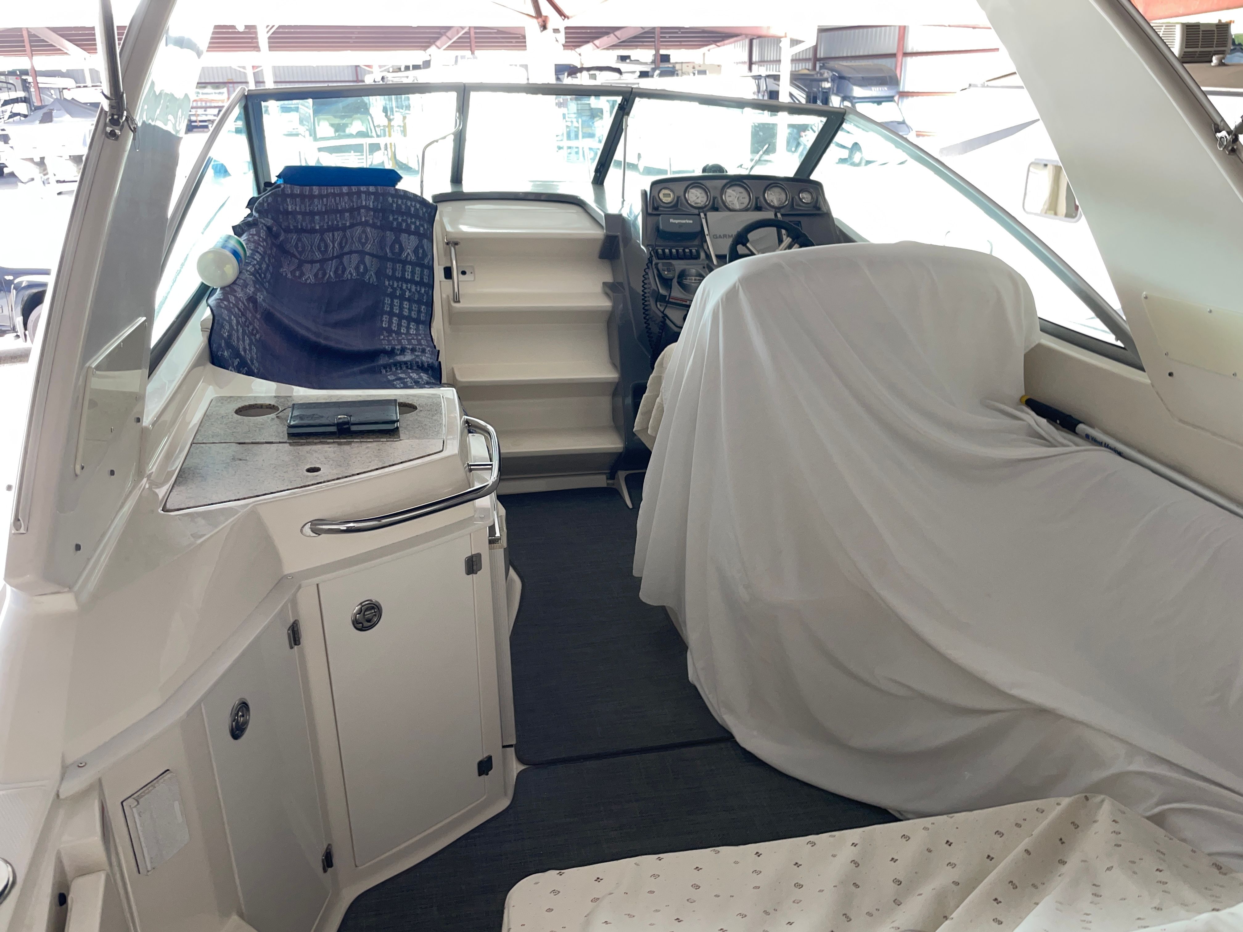 Interior of a 2010 Monterey 280 Sport Cruiser in dock.