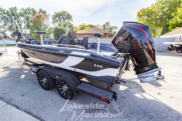 2024 Recon 985 SC boat on trailer at Lakeside Marina.