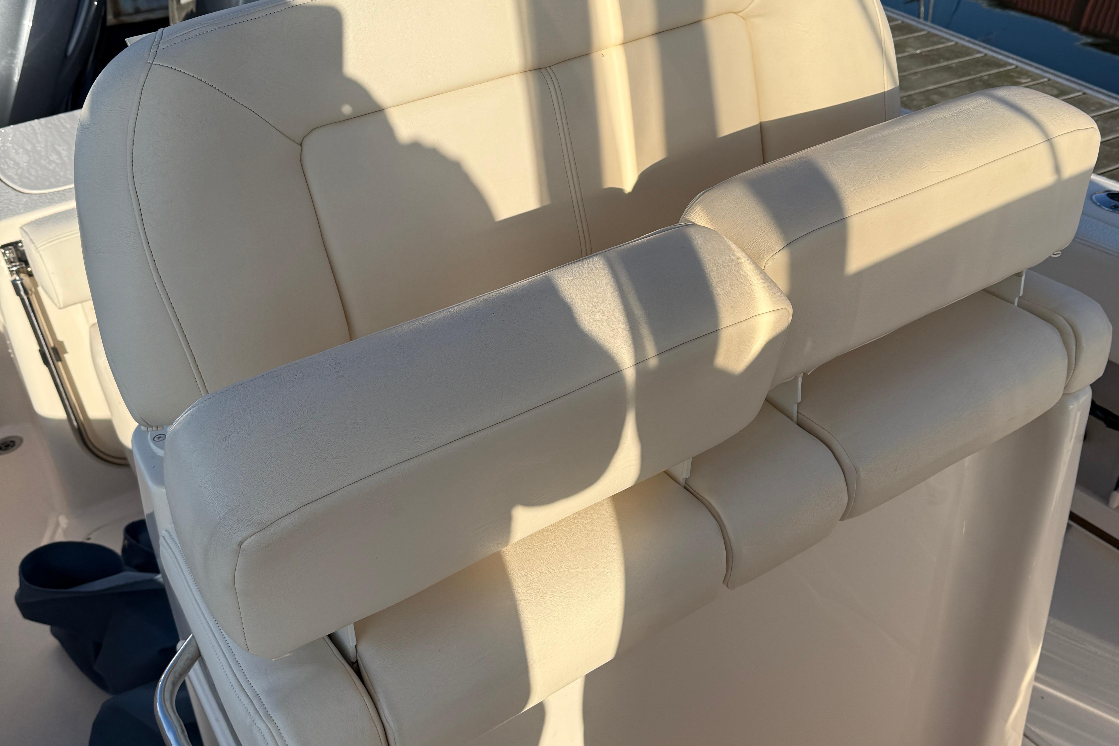 Cream-colored seating on a 2017 Grady White 257 Fisherman boat.