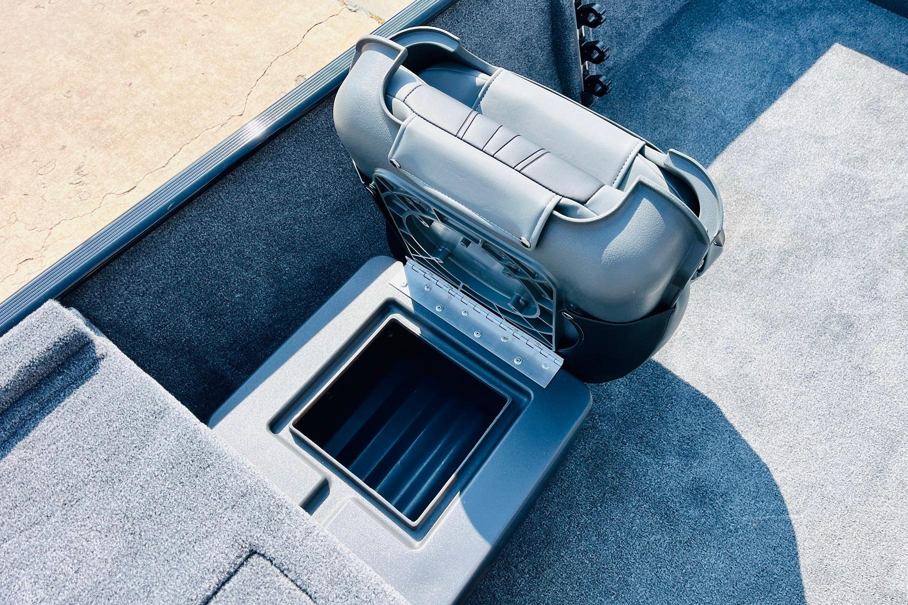 2026 Tracker Bass Tracker Classic XL boat seat and storage compartment.