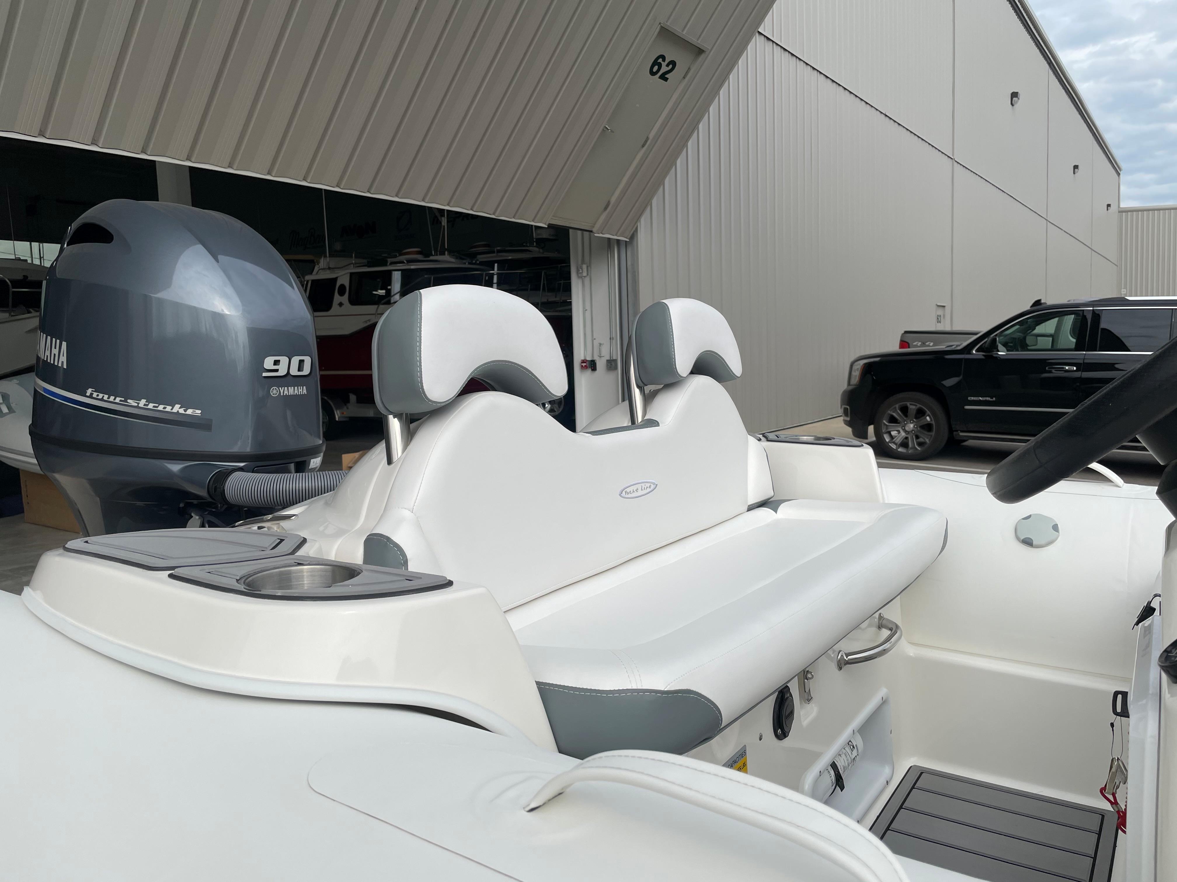 2023 Zodiac Yachtline 490 Deluxe NEO 90hp boat with Yamaha engine in stock.