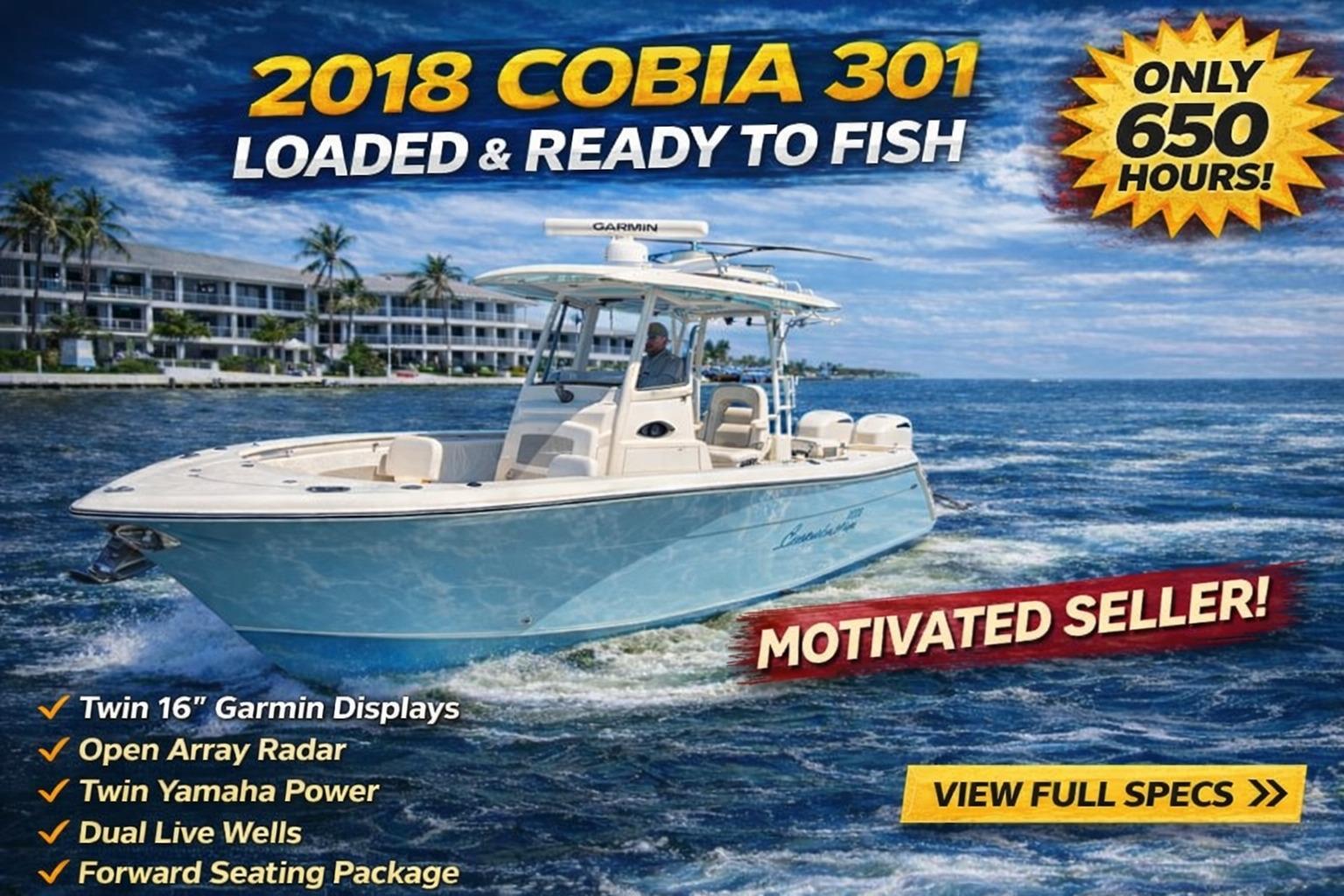 2018 Cobia 301 Center Console