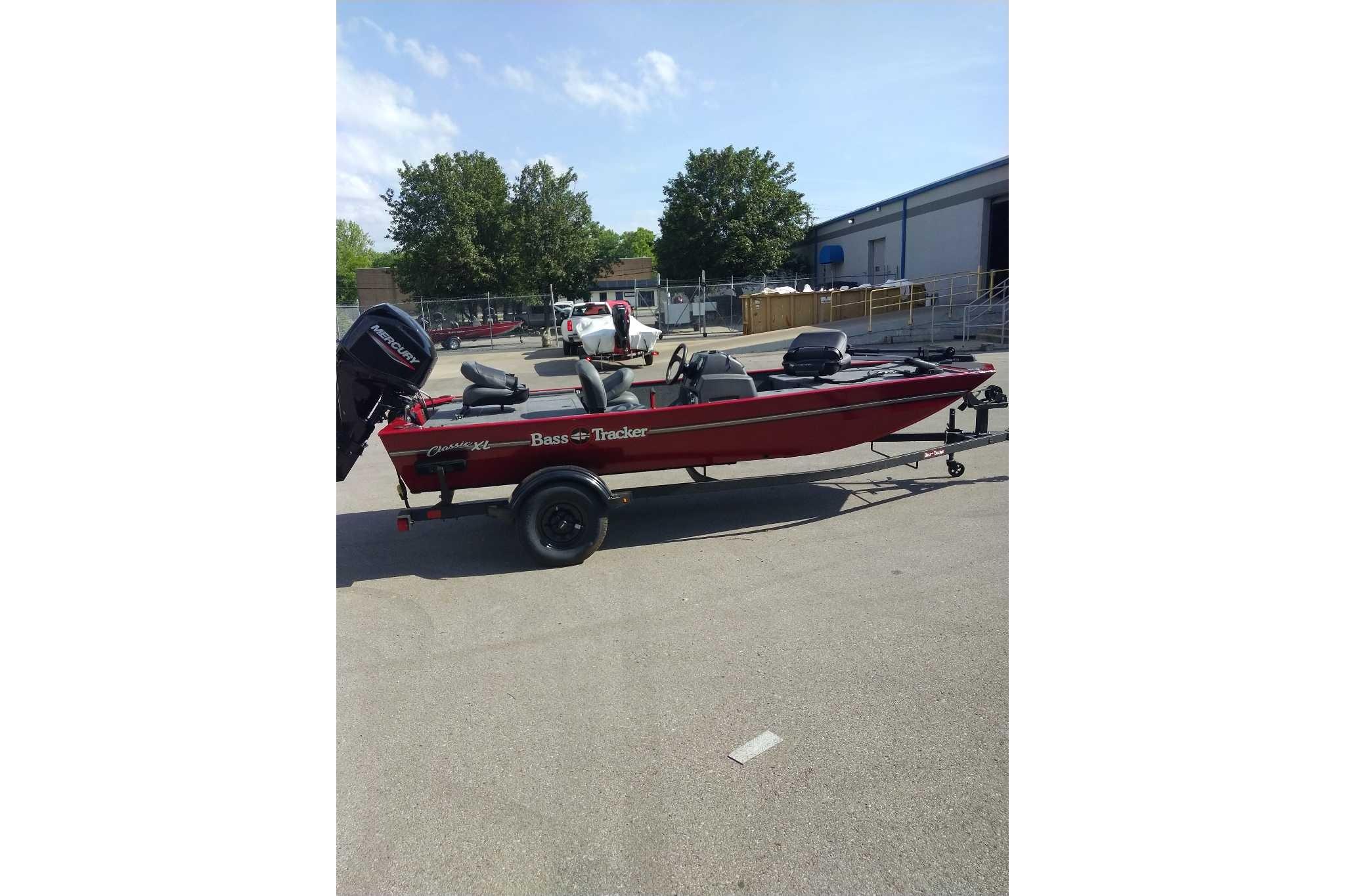 2026 Tracker Bass Tracker Classic XL boat on trailer in outdoor setting.